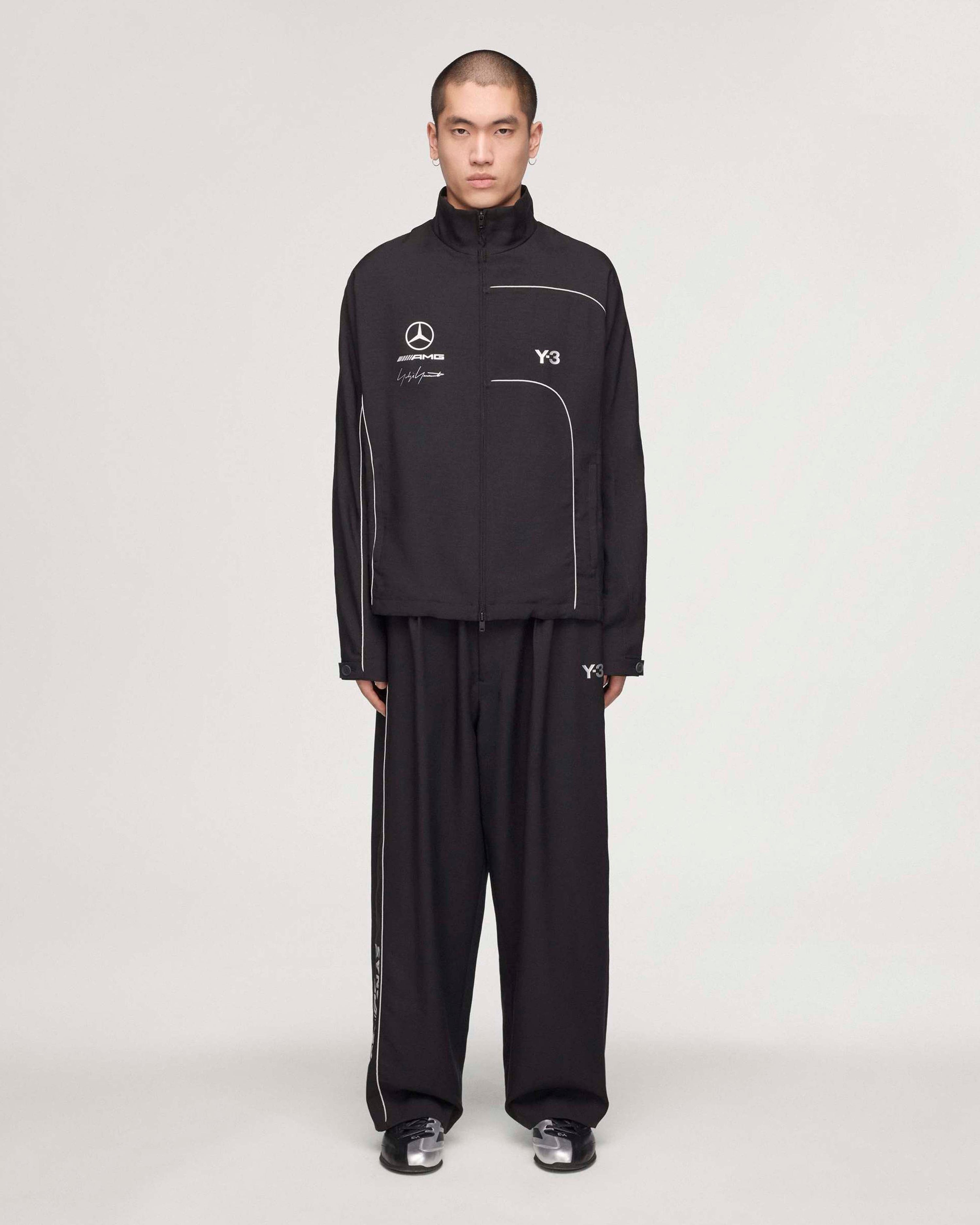 Y-3 Track Pants Black — primary product view showing Mercedes-AMG PETRONAS F1 styling and product details | Dash Racegear