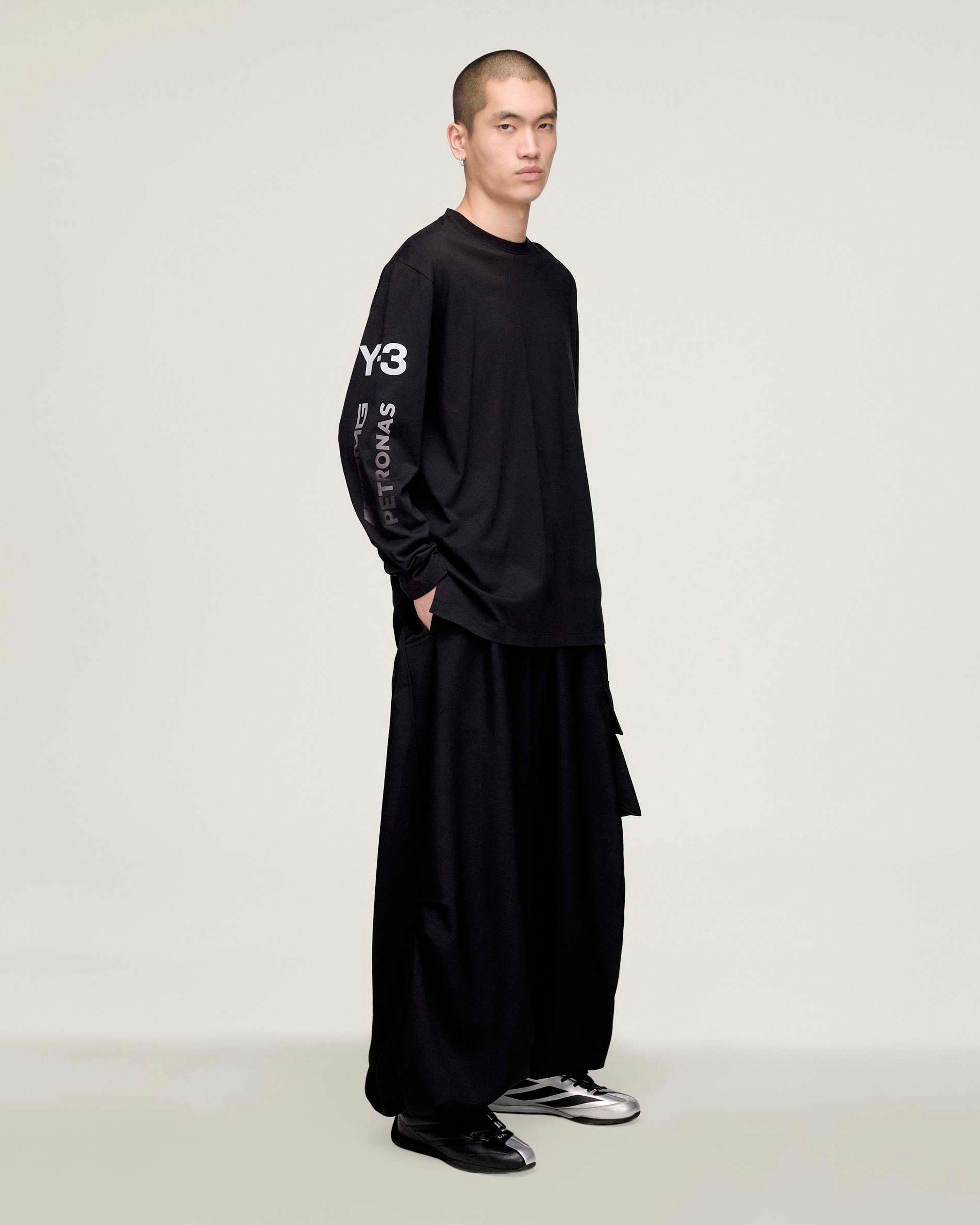 Y-3 Chaos Long-Sleeve T-shirt Black — additional product detail showing Mercedes-AMG PETRONAS F1 styling and product details | Dash Racegear