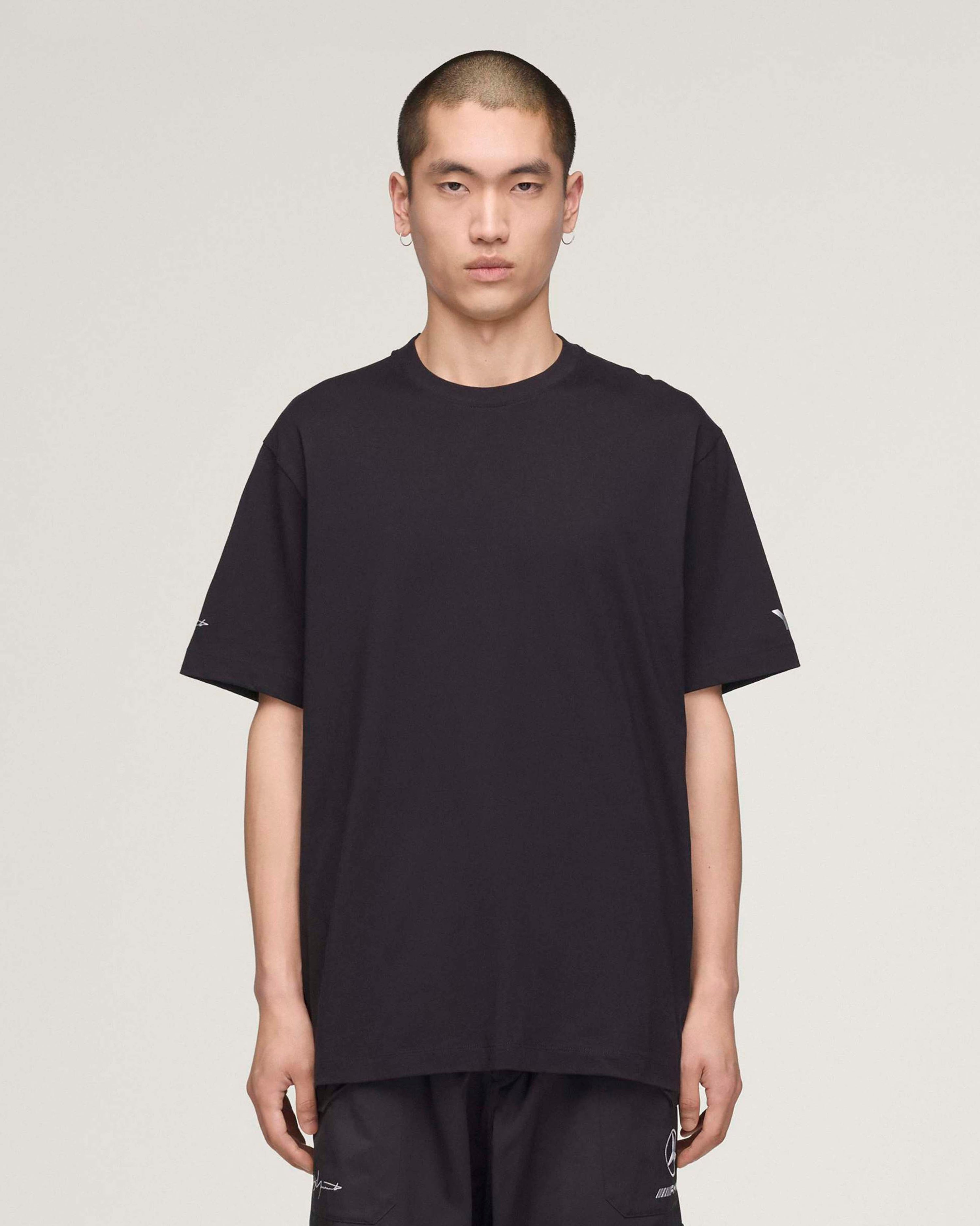 Y-3 Star Logo Short-Sleeve T-shirt Black — primary product view showing Mercedes-AMG PETRONAS F1 styling and product details | Dash Racegear