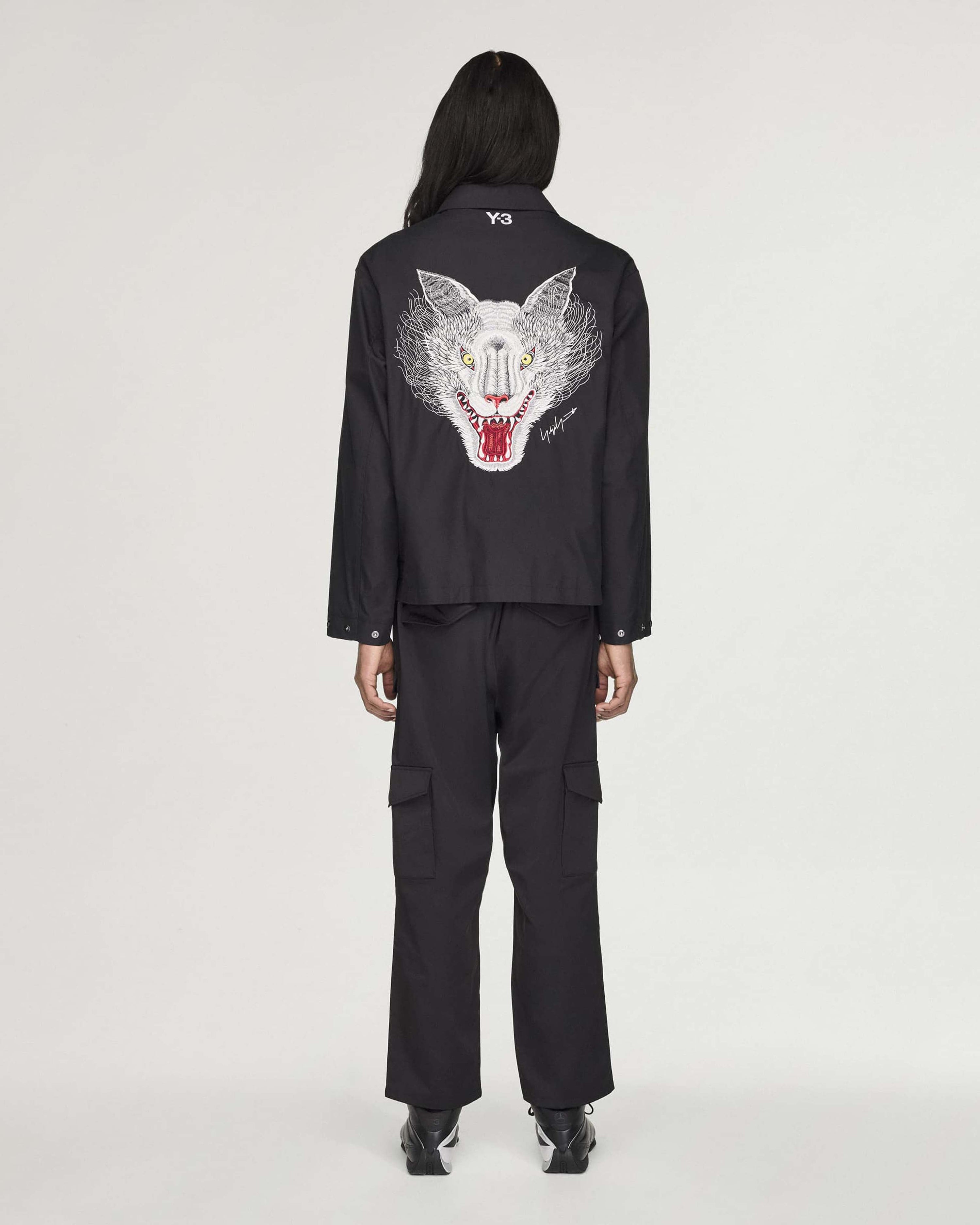Y-3 Cargo Trousers Black — alternate product angle showing Mercedes-AMG PETRONAS F1 styling and product details | Dash Racegear