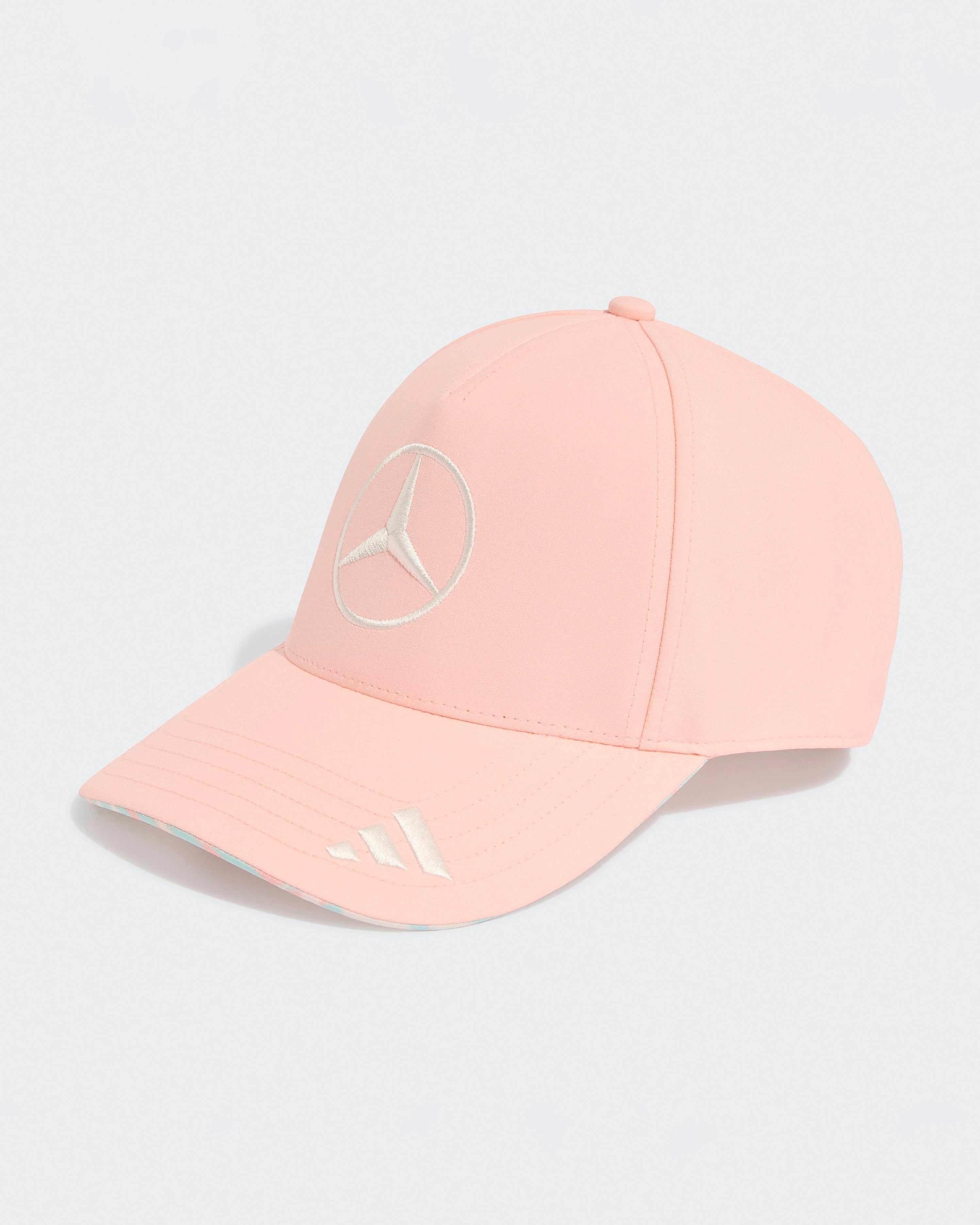 2026 Special Edition Miami Driver Cap Pink — close-up design detail showing Mercedes-AMG PETRONAS F1 styling and product details | Dash Racegear