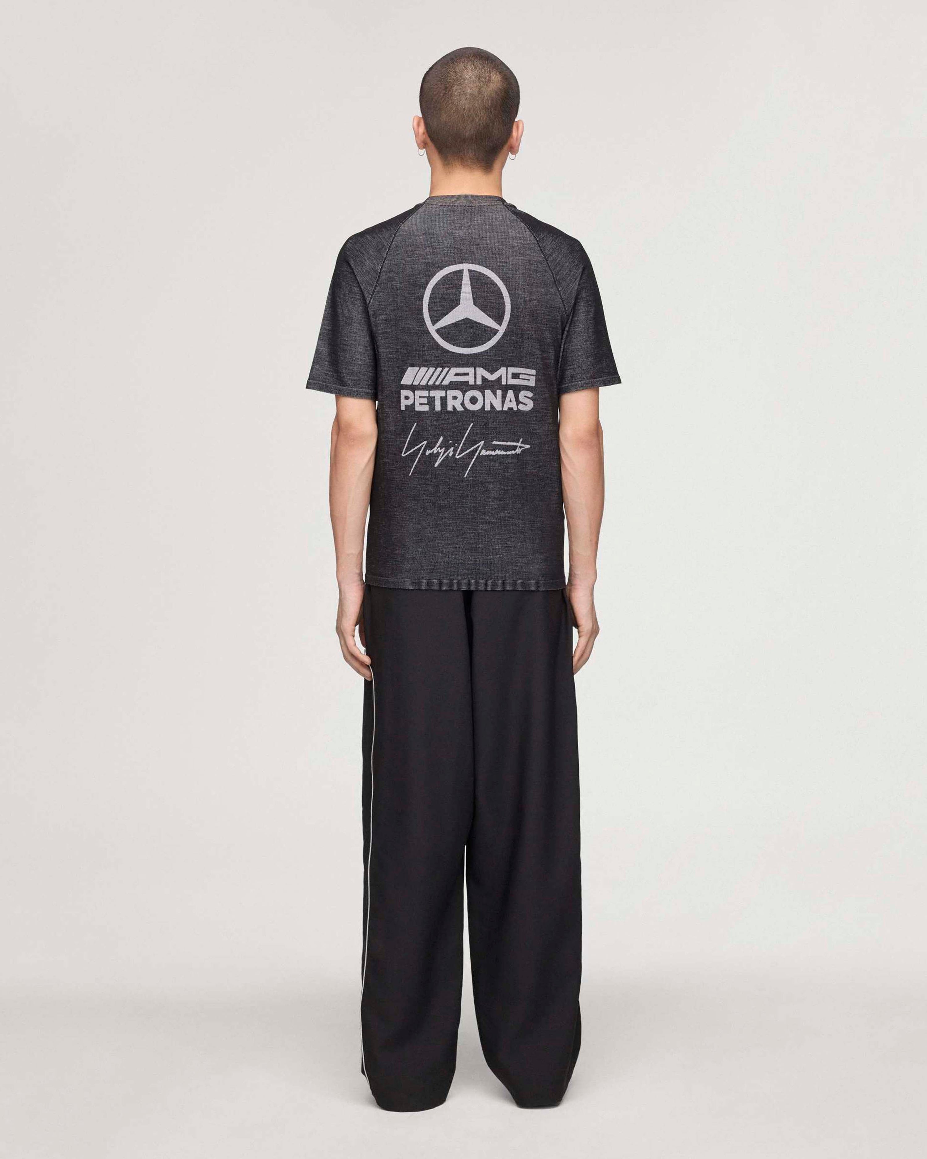 Y-3 Engineered T-shirt Black — alternate product angle showing Mercedes-AMG PETRONAS F1 styling and product details | Dash Racegear