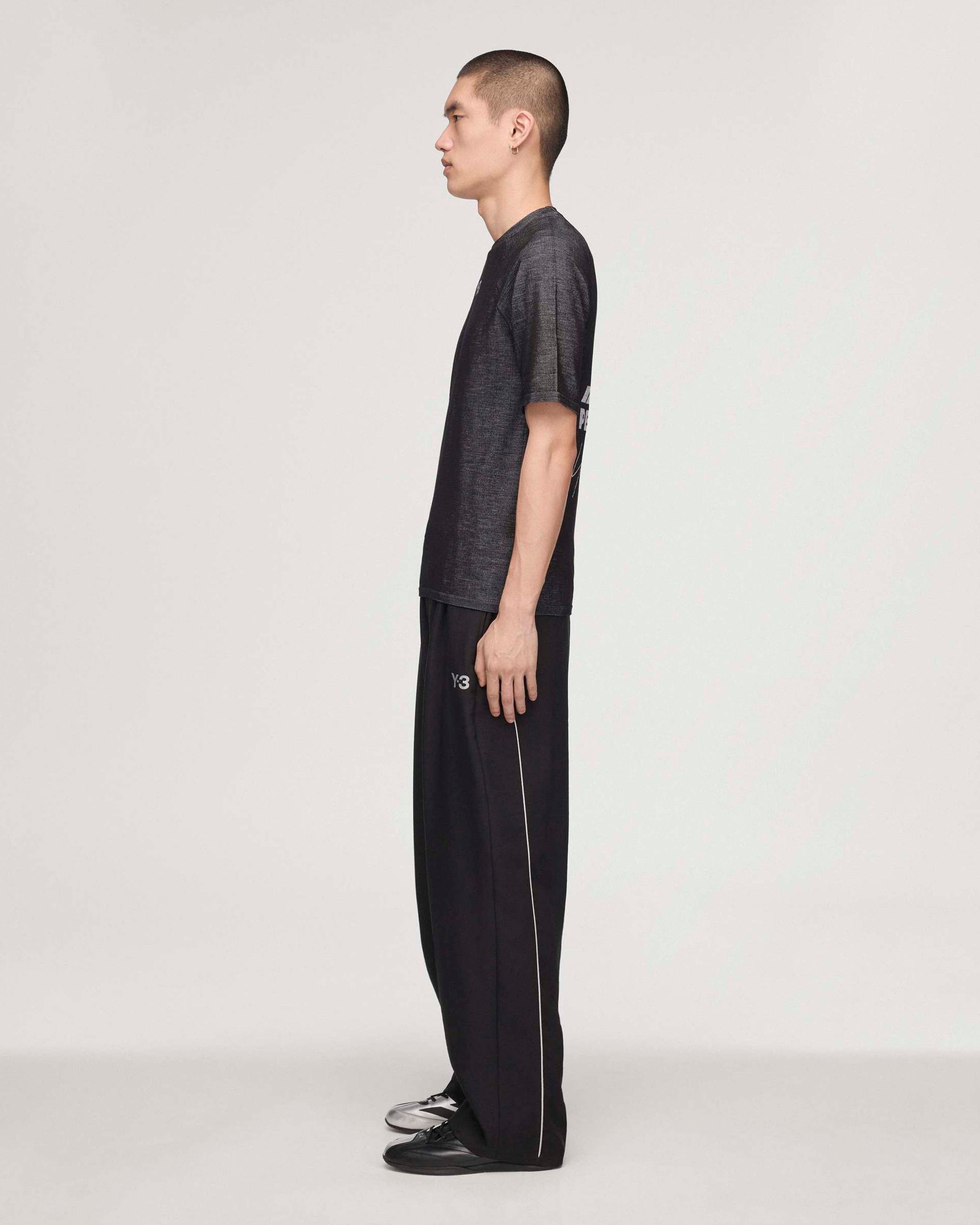 Y-3 Engineered T-shirt Black — close-up design detail showing Mercedes-AMG PETRONAS F1 styling and product details | Dash Racegear