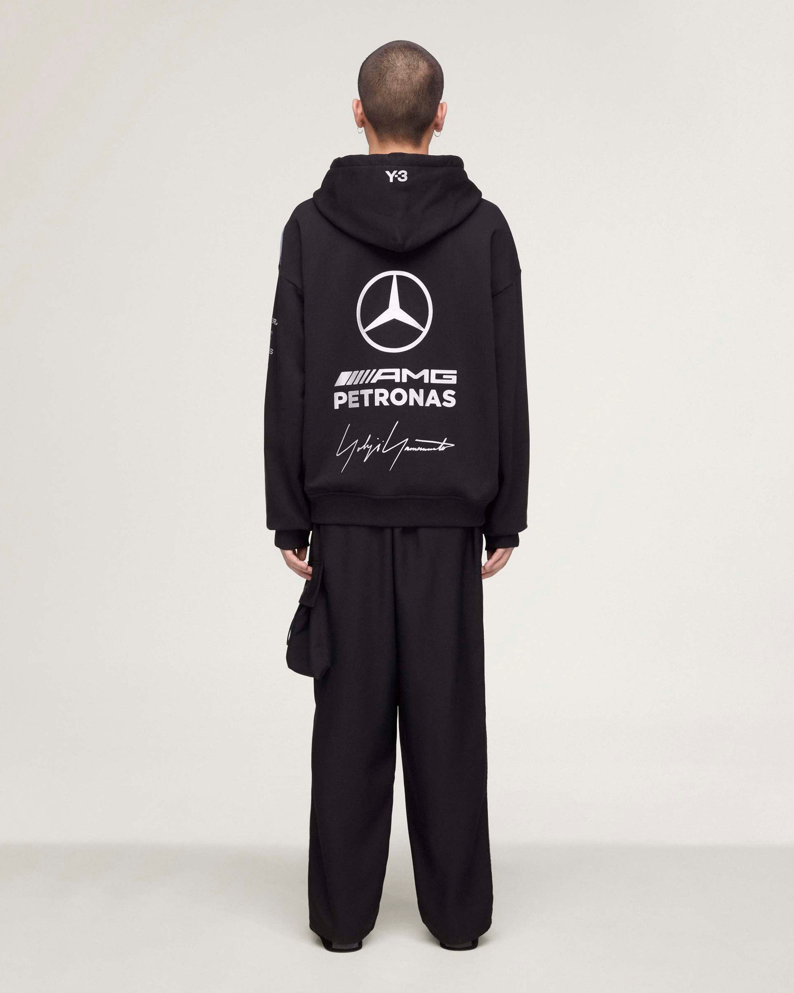 Y-3 Team Hoody Black — additional product detail showing Mercedes-AMG PETRONAS F1 styling and product details | Dash Racegear