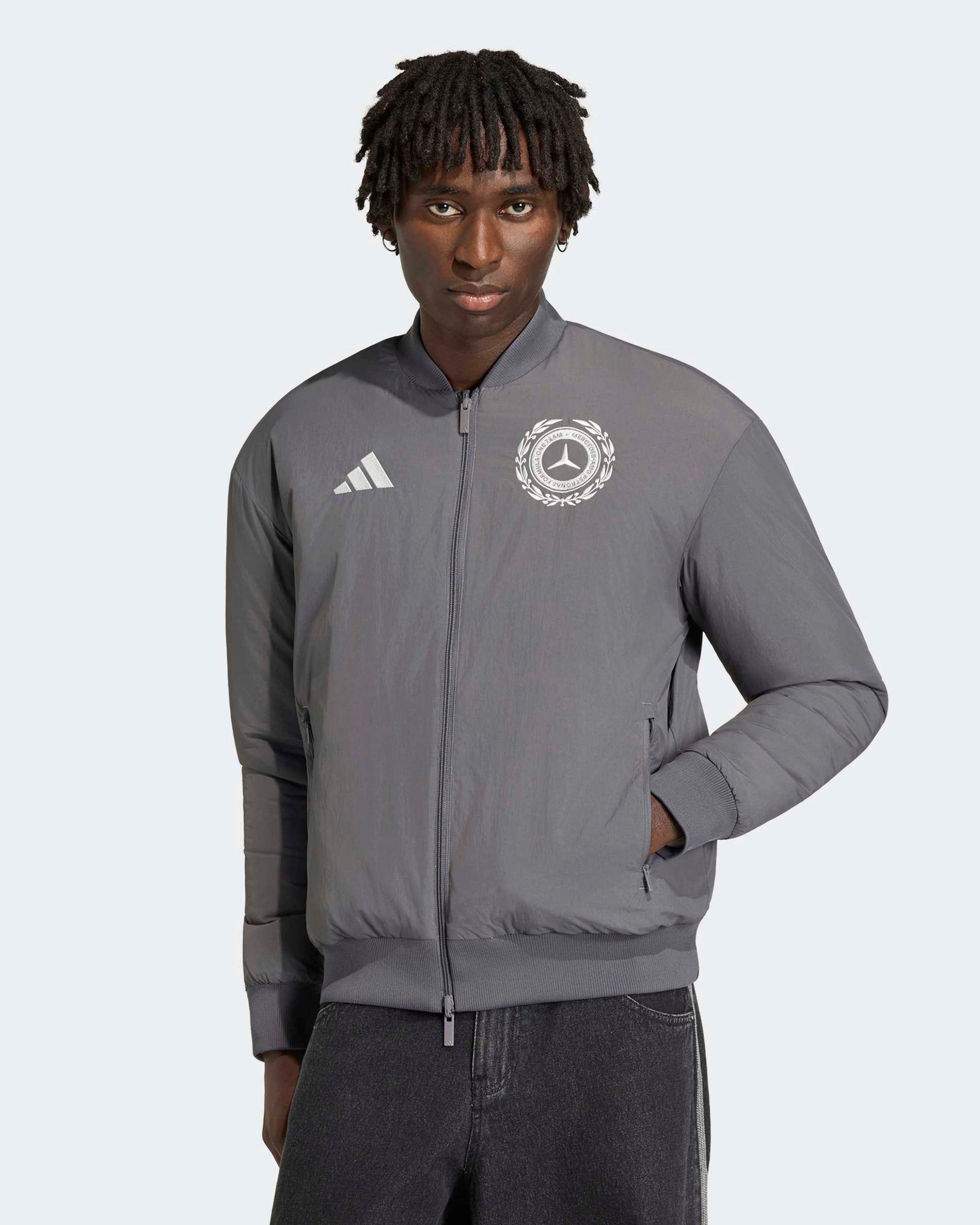 Mens Silver Arrows Icon Jacket Grey — primary product view showing Mercedes-AMG PETRONAS F1 styling and product details | Dash Racegear