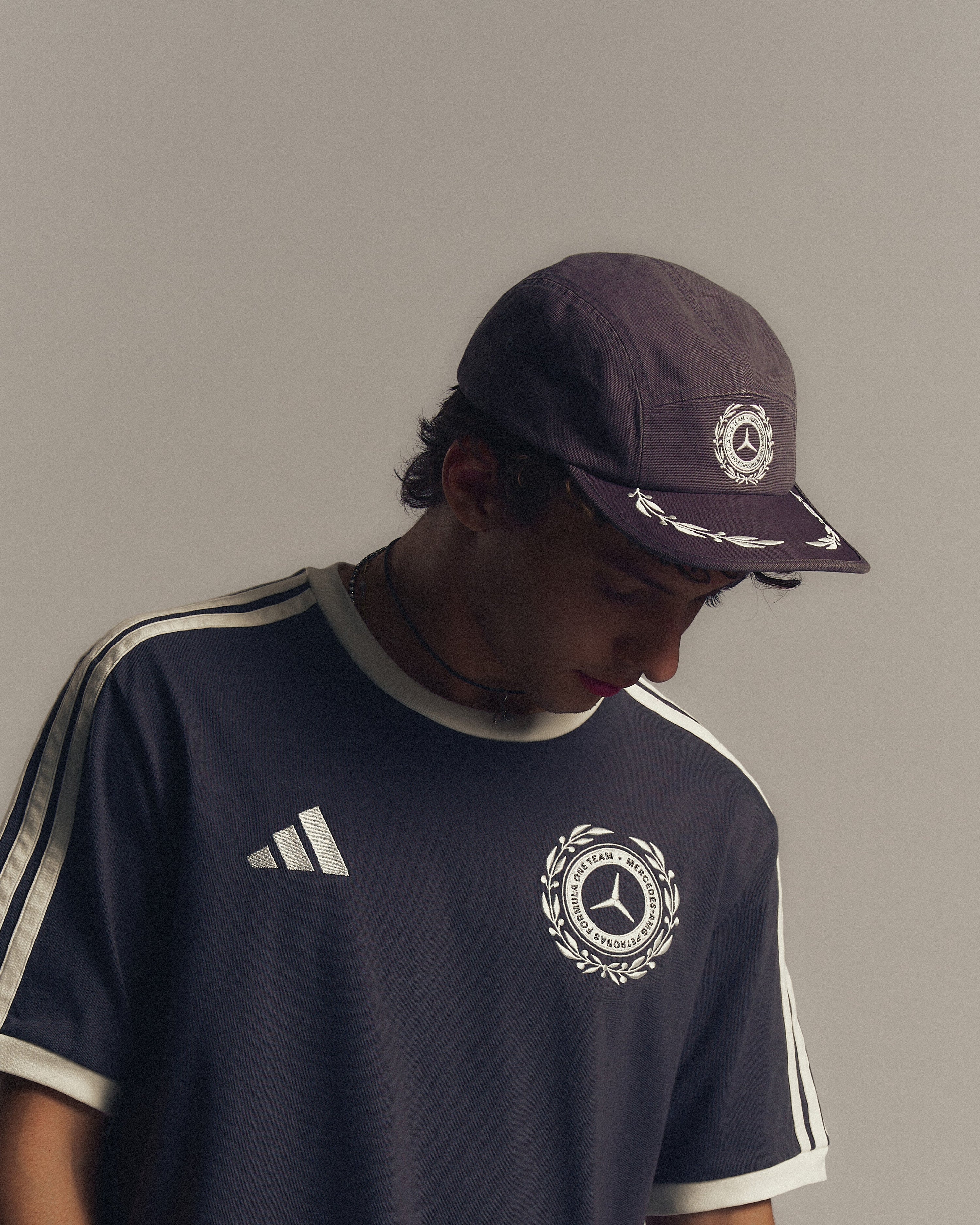 Silver Arrows 5 Panel Cap Grey — alternate product angle showing Mercedes-AMG PETRONAS F1 styling and product details | Dash Racegear
