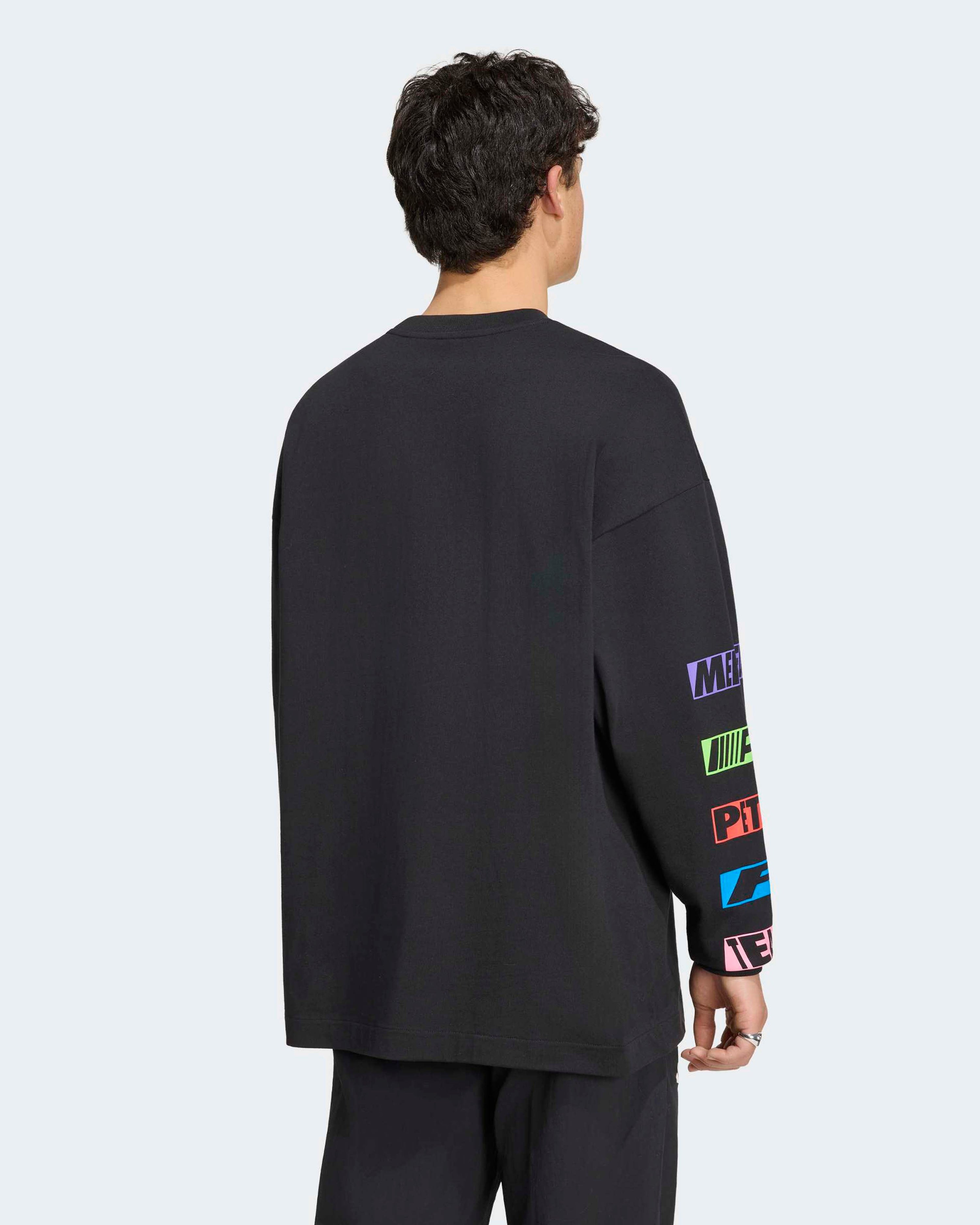 Unisex Lights On Longsleeve T-shirt Black — close-up design detail showing Mercedes-AMG PETRONAS F1 styling and product details | Dash Racegear