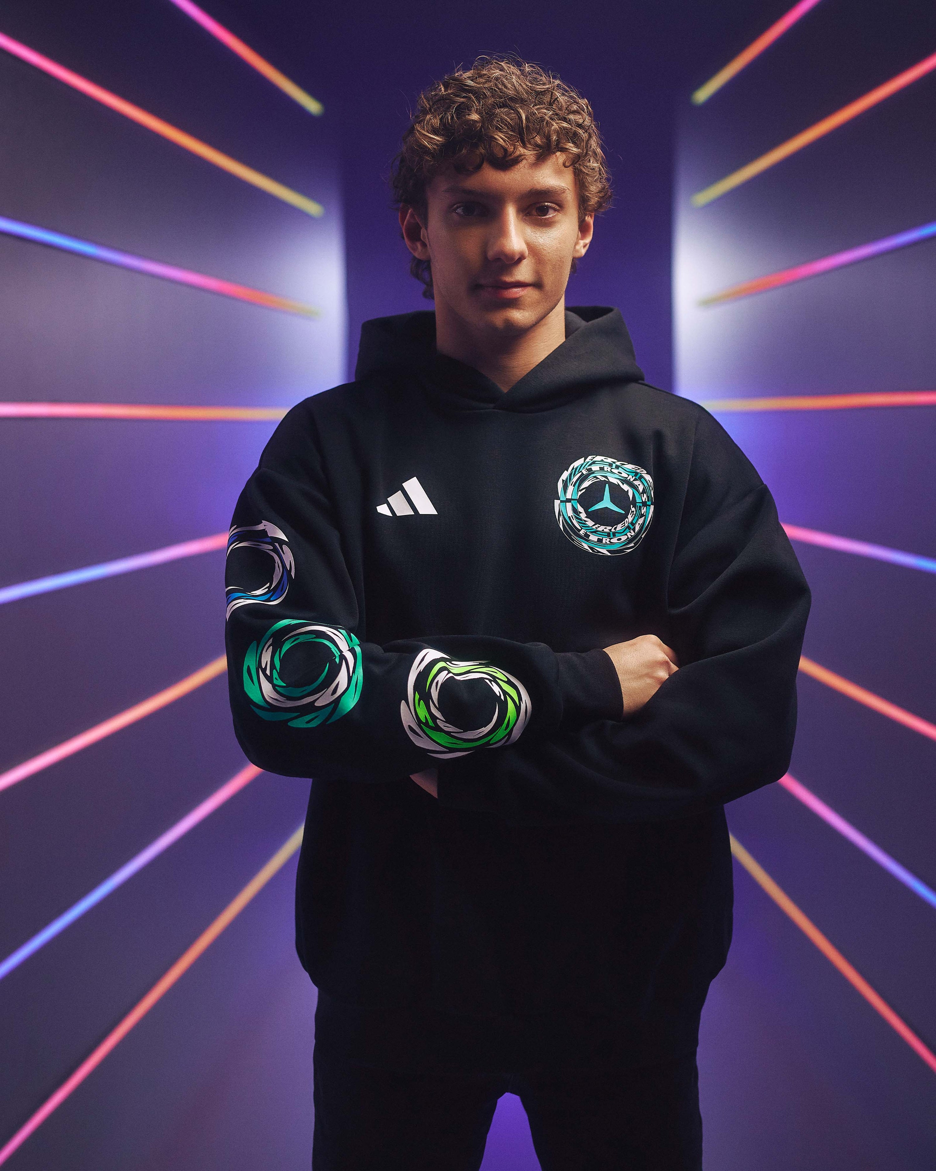 Unisex Lights On Hoody Black — primary product view showing Mercedes-AMG PETRONAS F1 styling and product details | Dash Racegear