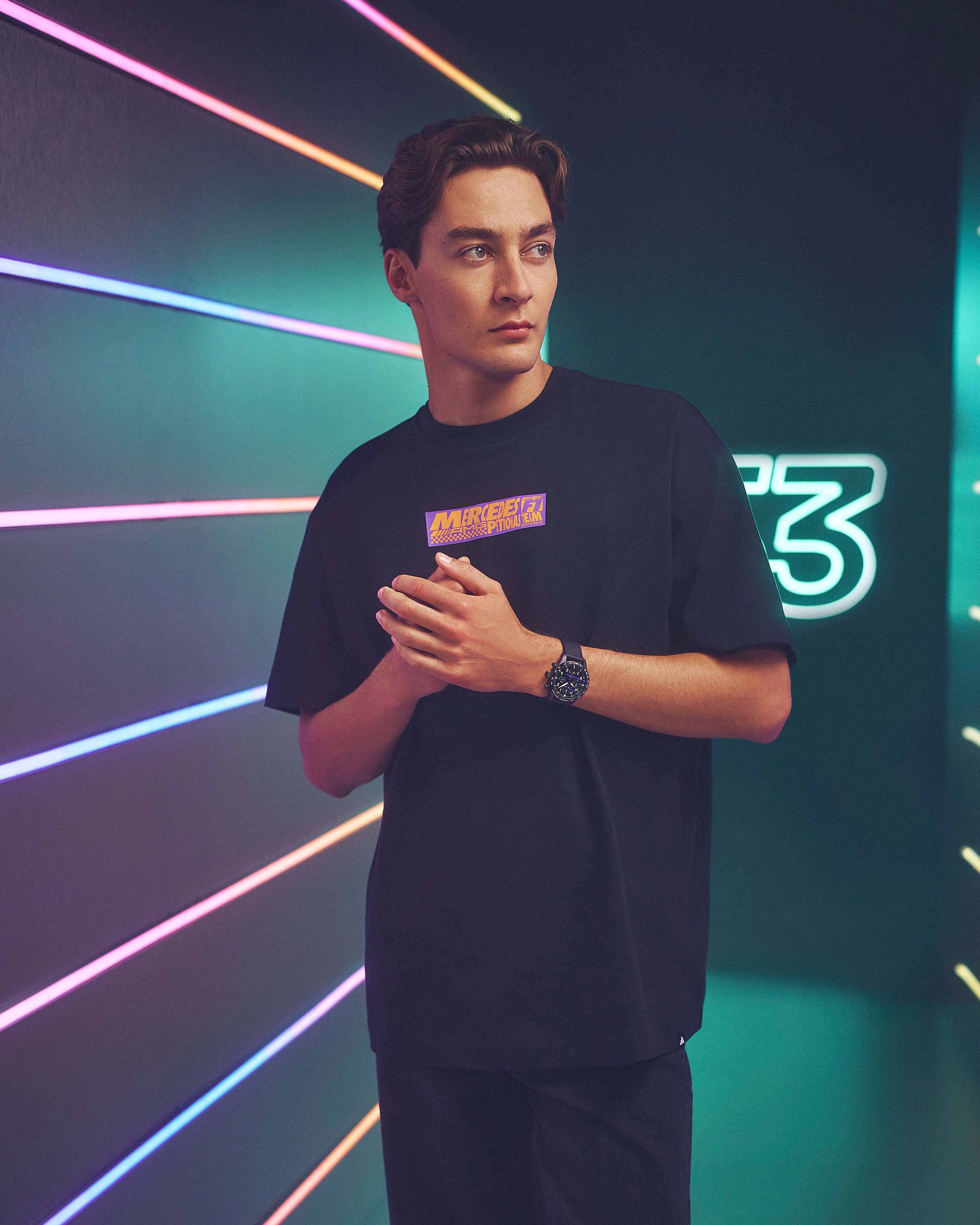 Unisex Lights On T-shirt Black — primary product view showing Mercedes-AMG PETRONAS F1 styling and product details | Dash Racegear
