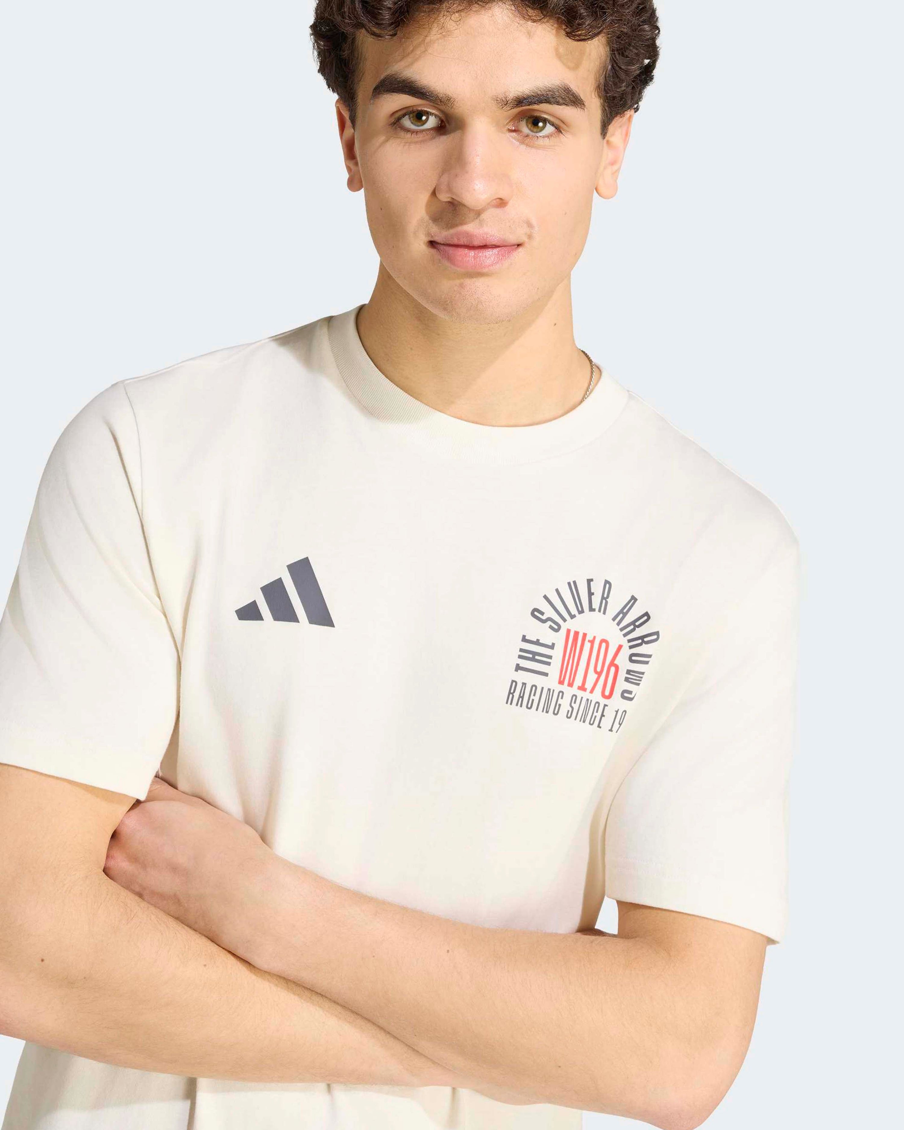 Mens Silver Arrows 1955 Graphic T-shirt Off White — additional product detail showing Mercedes-AMG PETRONAS F1 styling and product details | Dash Racegear