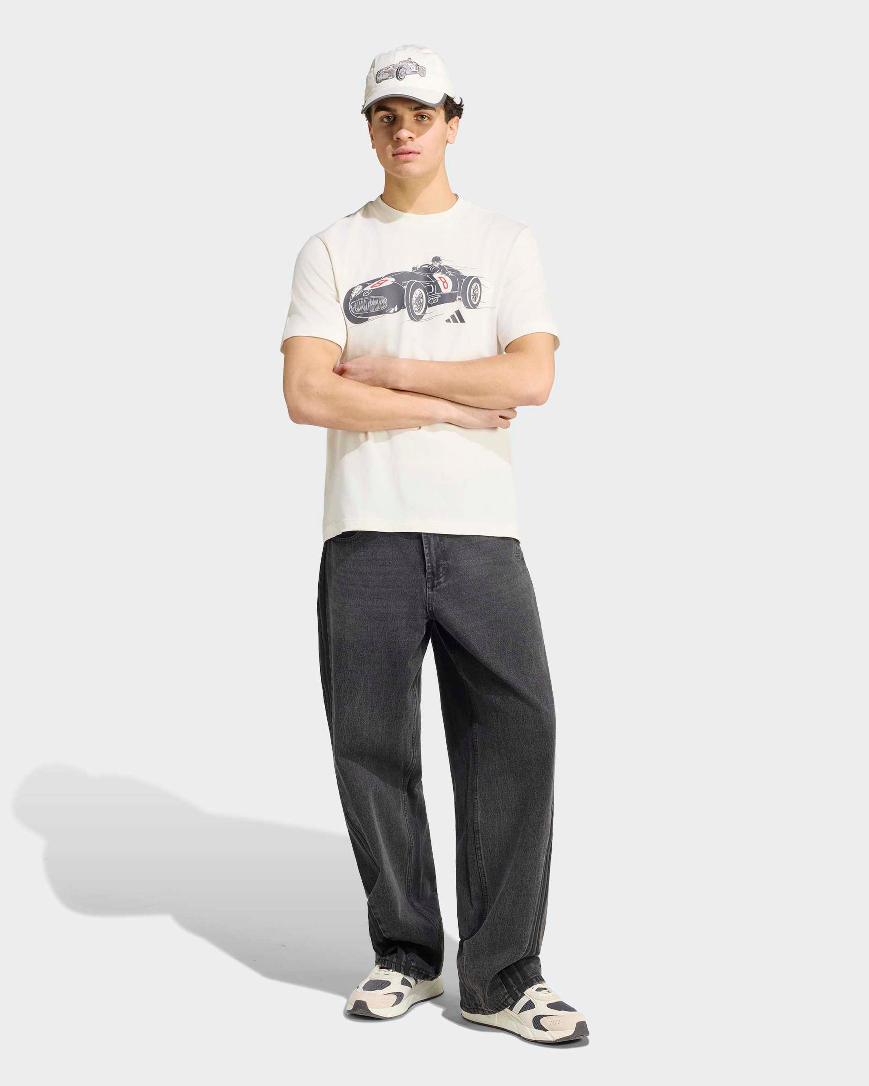Mens Silver Arrows Graphic T-shirt Off White — close-up design detail showing Mercedes-AMG PETRONAS F1 styling and product details | Dash Racegear