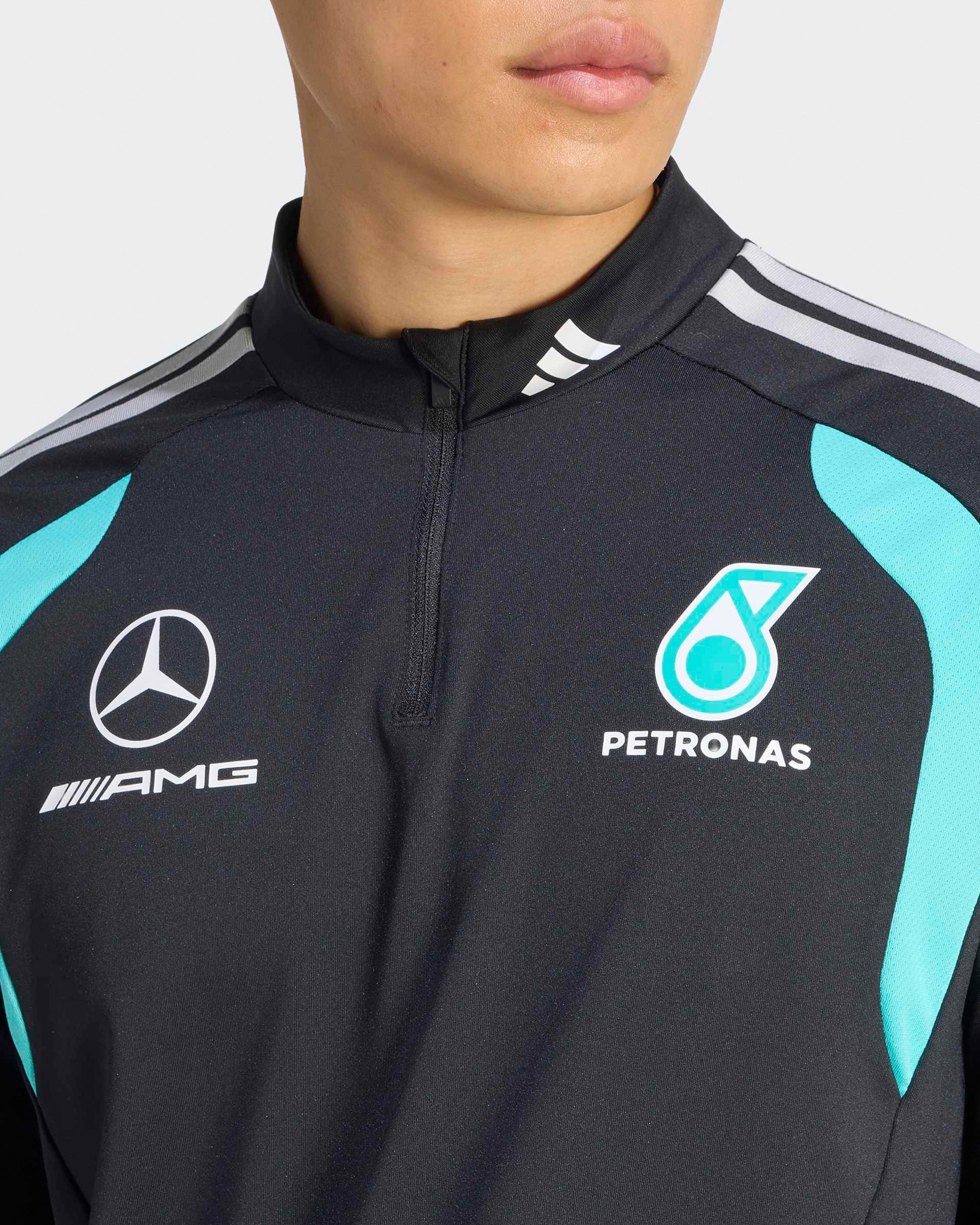 Mens 2026 Mechanics Quarter Zip Black — additional product detail showing Mercedes-AMG PETRONAS F1 styling and product details | Dash Racegear