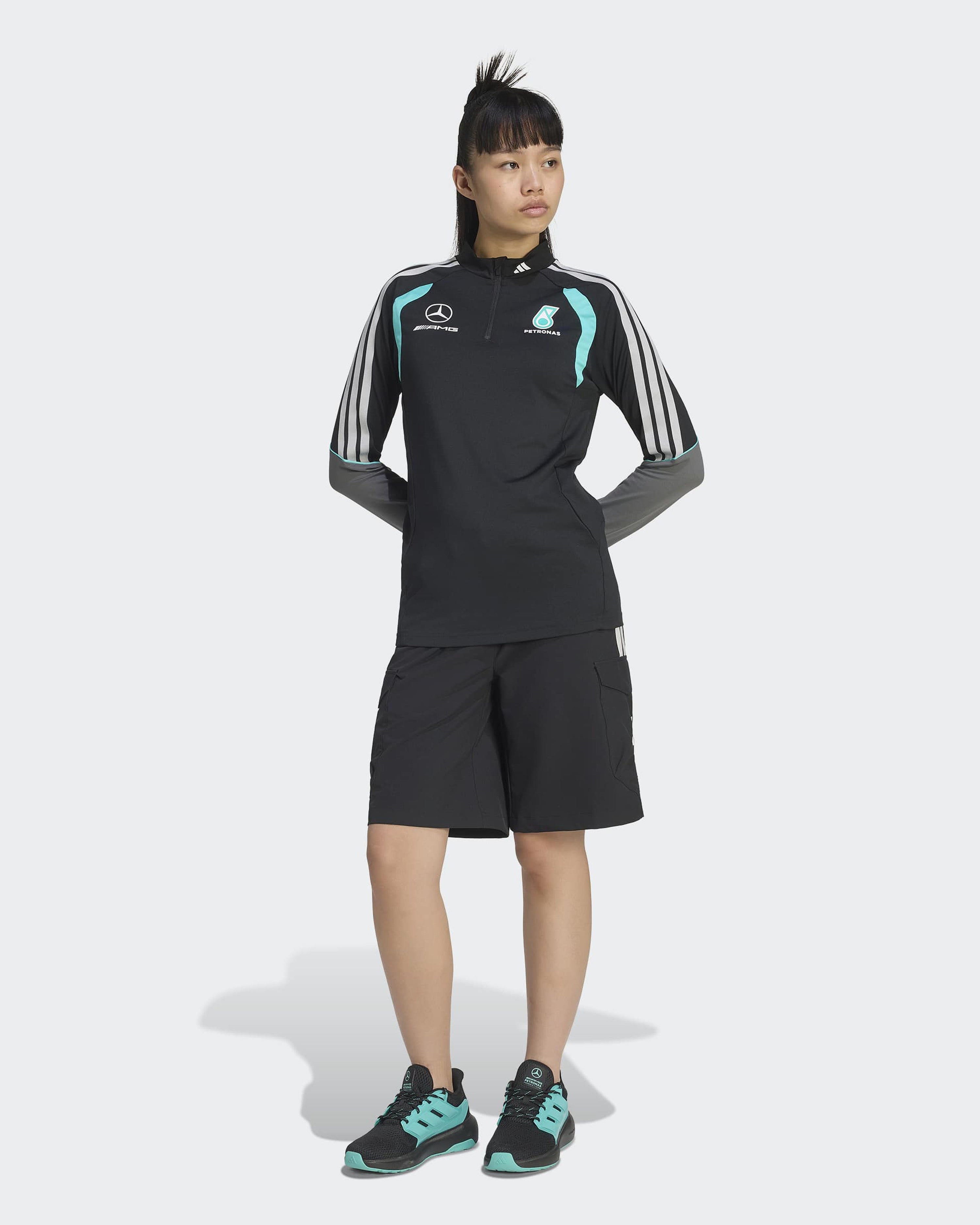 Womens 2026 Mechanics Quarter Zip Black — additional product detail showing Mercedes-AMG PETRONAS F1 styling and product details | Dash Racegear