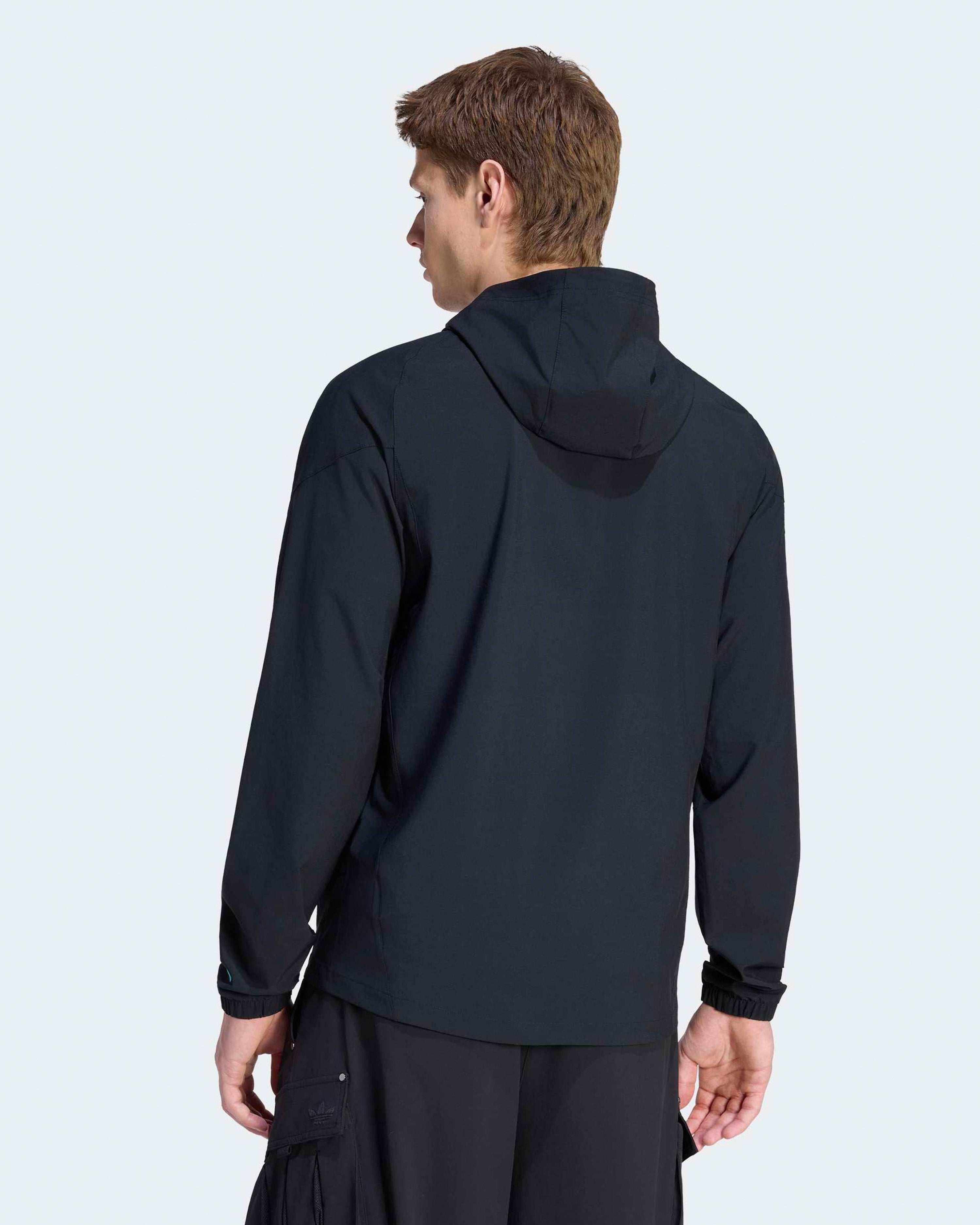 Mens Night Vis Tech Jacket Black — alternate product angle showing Mercedes-AMG PETRONAS F1 styling and product details | Dash Racegear
