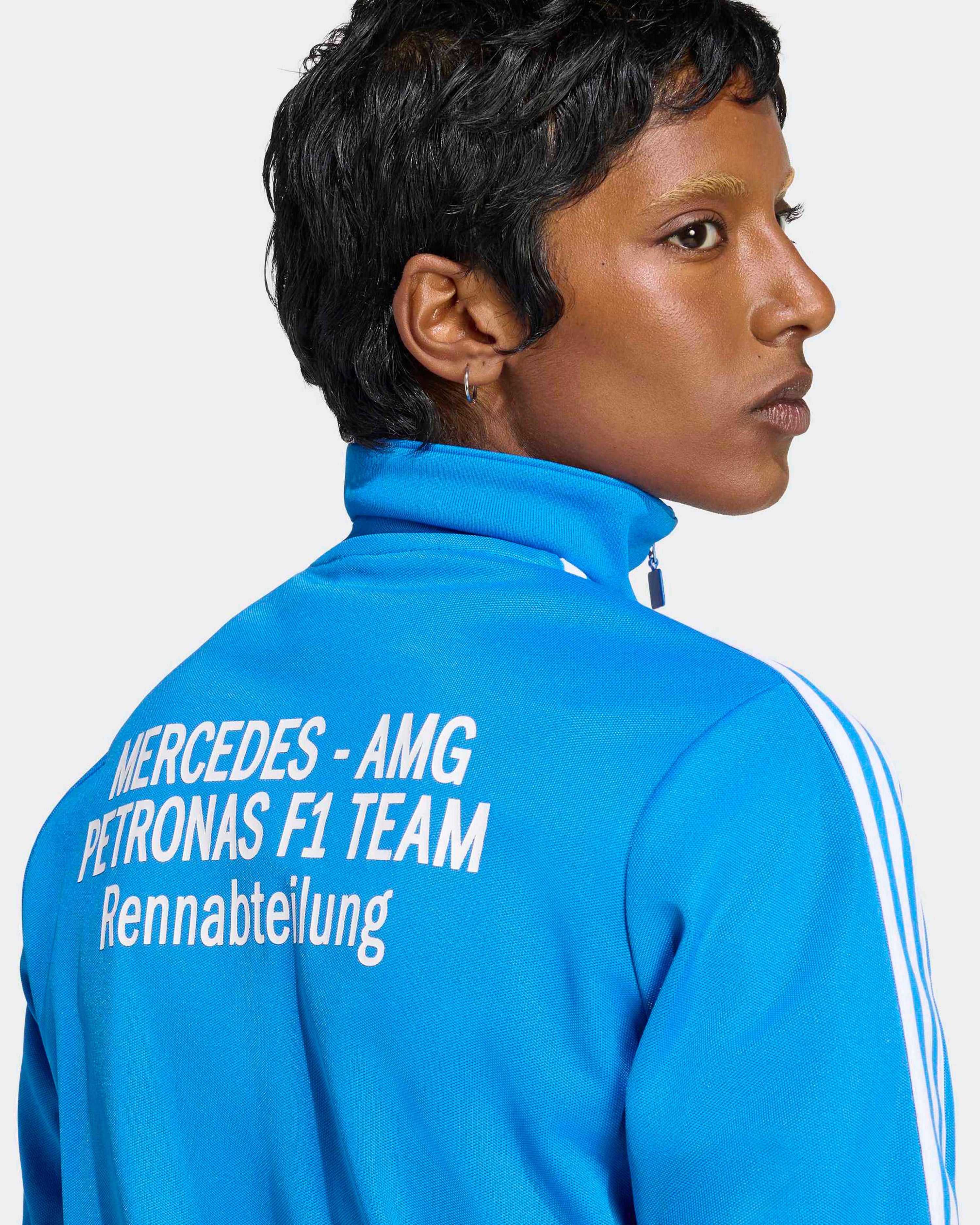 Womens Blue Wonder Track Top Blue — additional product detail showing Mercedes-AMG PETRONAS F1 styling and product details | Dash Racegear