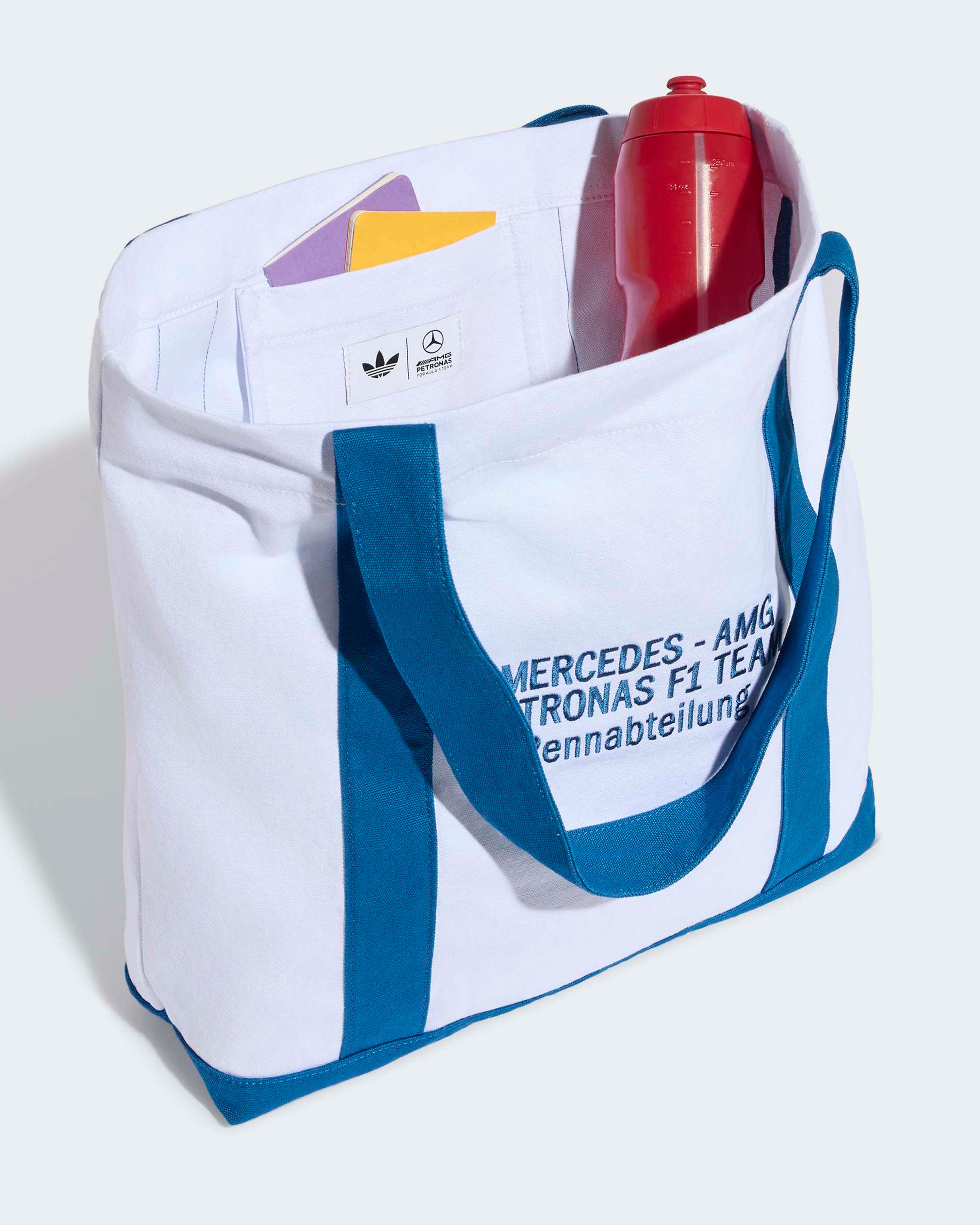 Blue Wonder Tote White — additional product detail showing Mercedes-AMG PETRONAS F1 styling and product details | Dash Racegear