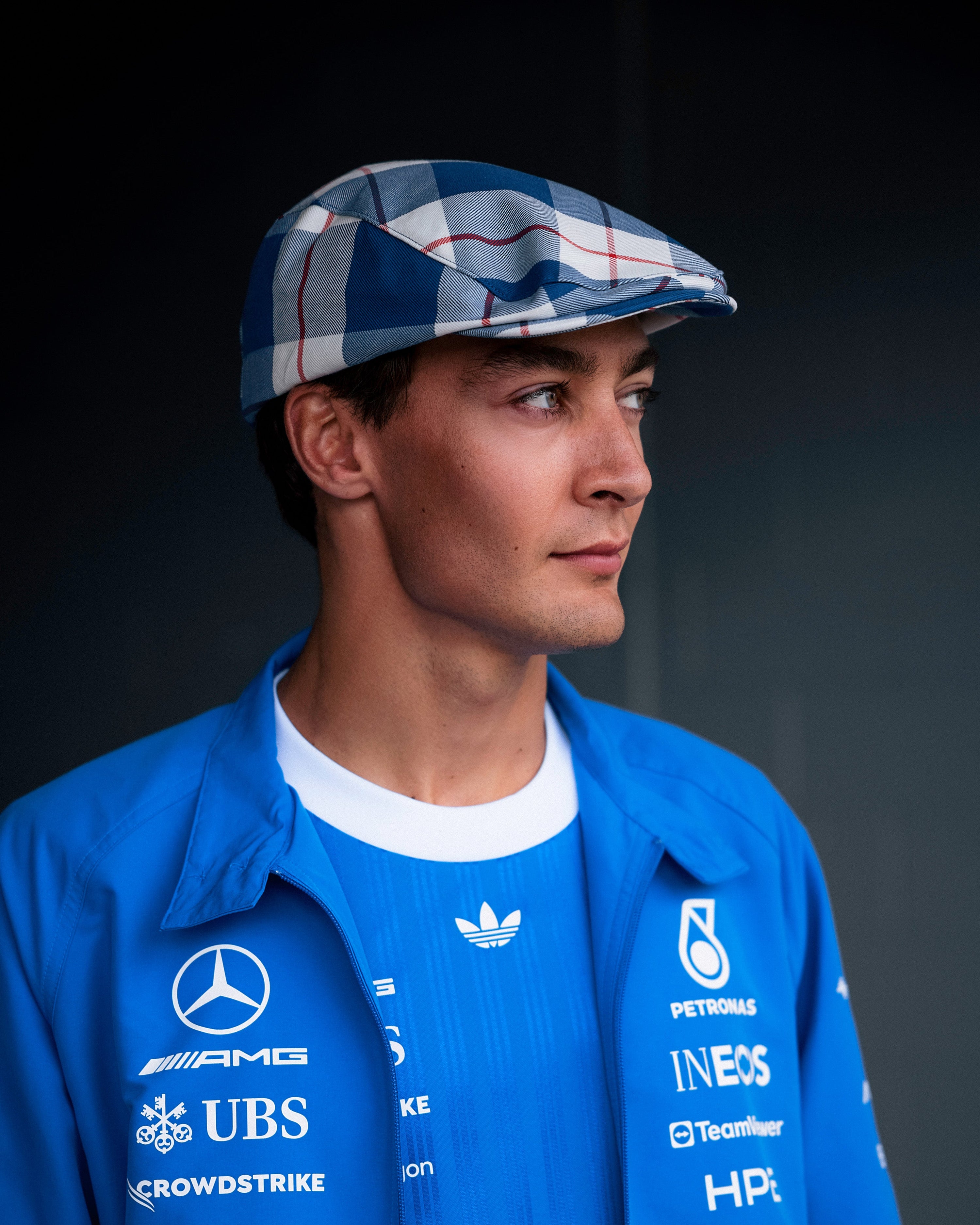 Blue Wonder Flat Cap Blue — alternate product angle showing Mercedes-AMG PETRONAS F1 styling and product details | Dash Racegear
