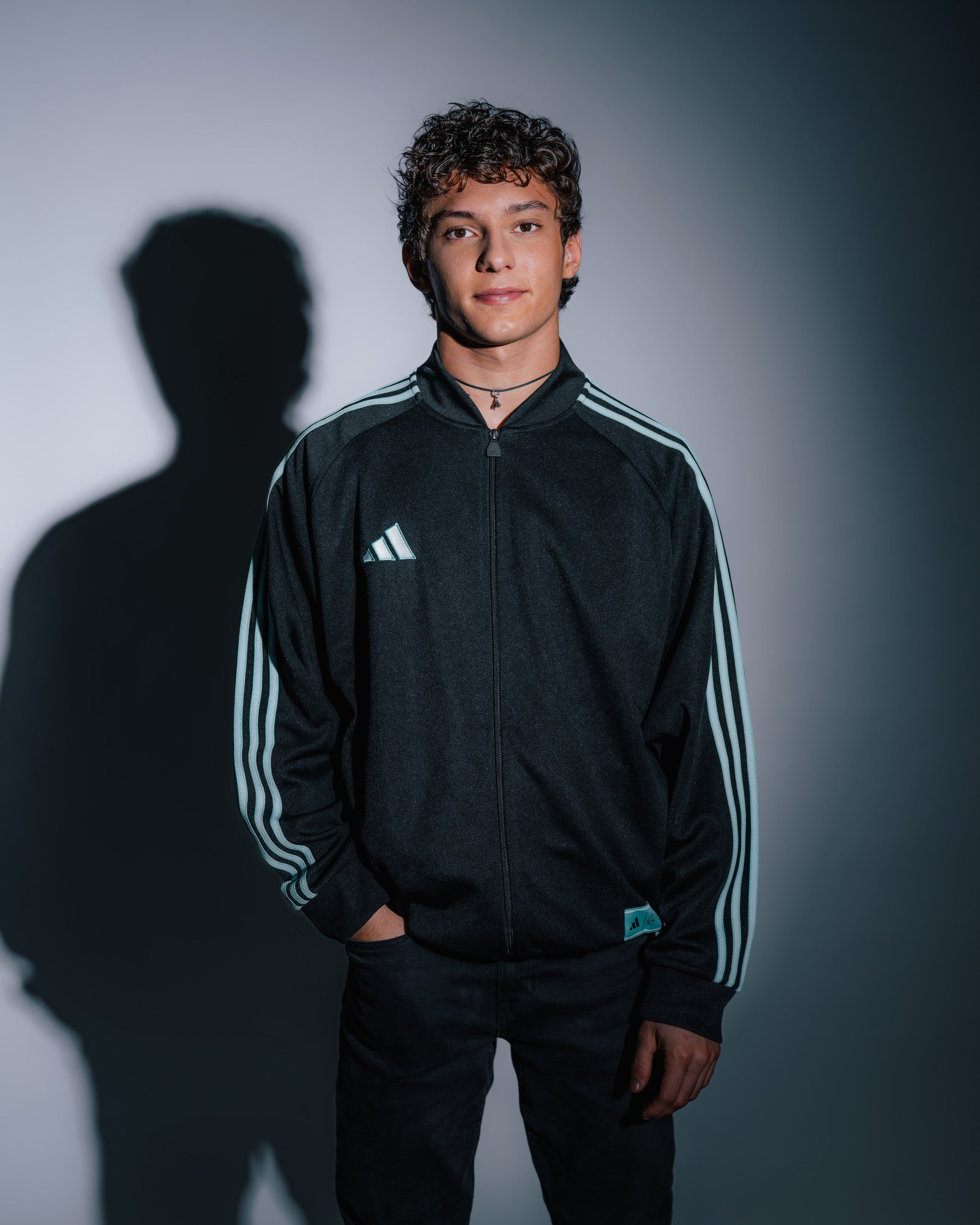 Mens Las Vegas Track Top Black/Teal — primary product view showing Mercedes-AMG PETRONAS F1 styling and product details | Dash Racegear