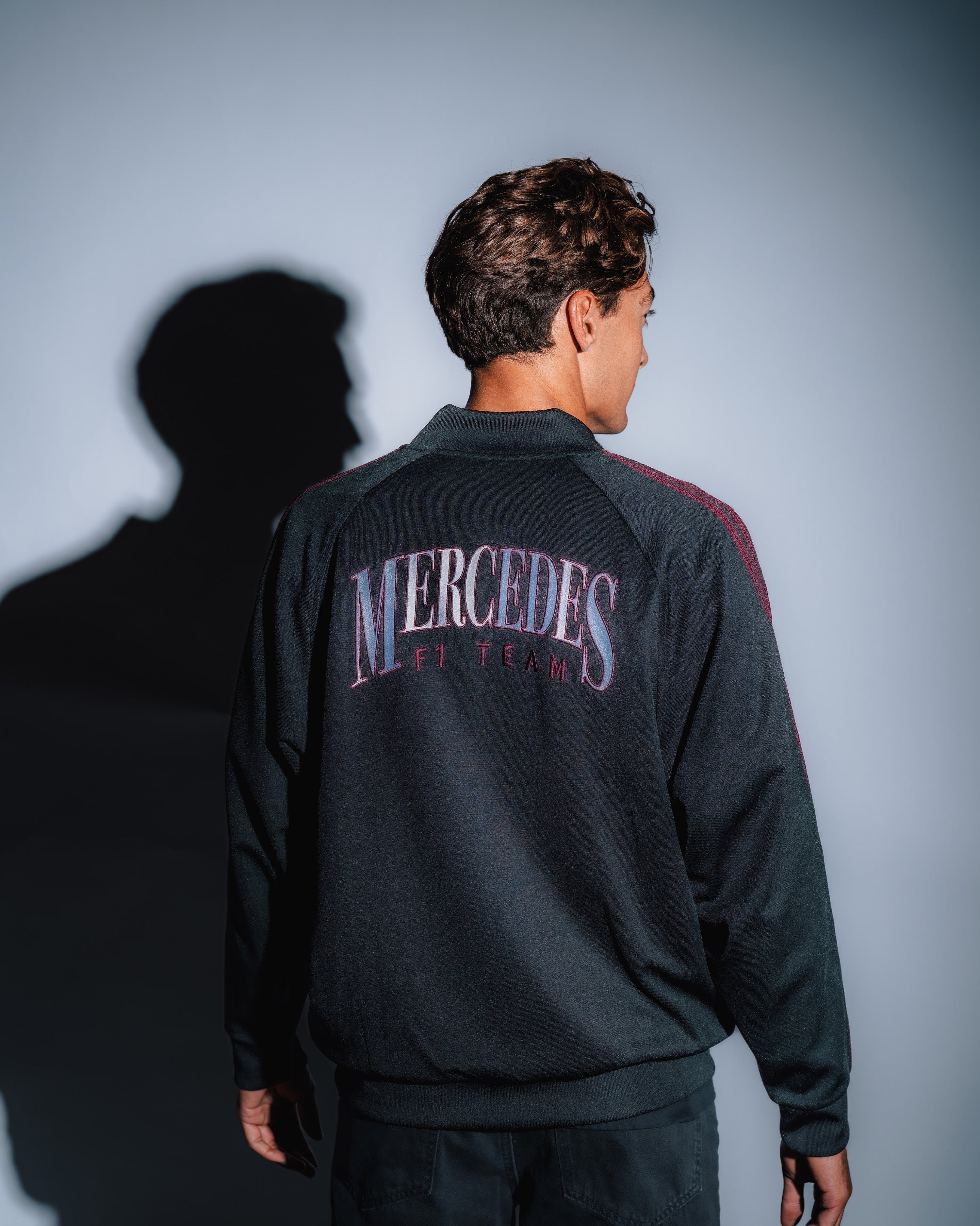Mens Las Vegas Track Top Black — alternate product angle showing Mercedes-AMG PETRONAS F1 styling and product details | Dash Racegear