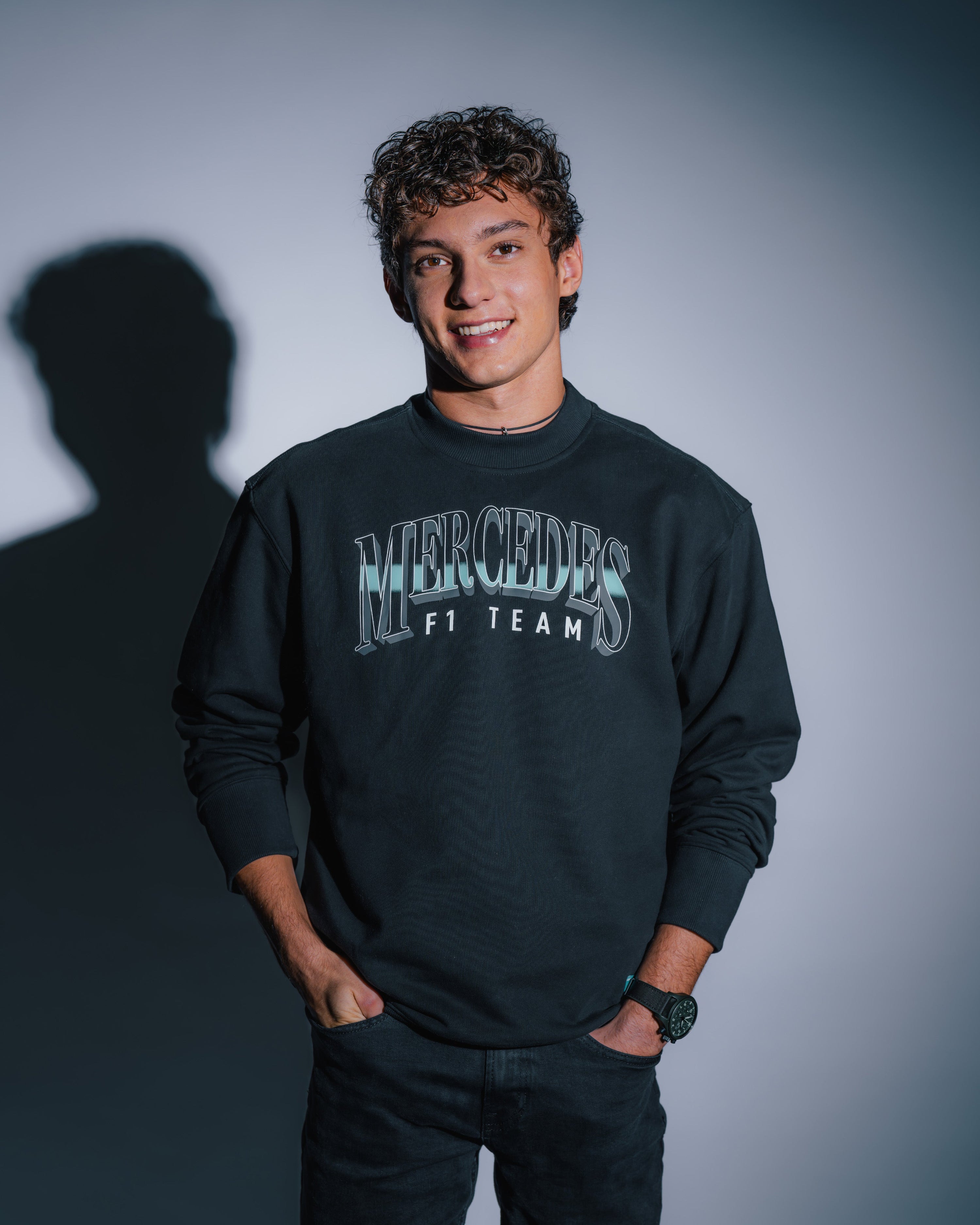 Mens Las Vegas Sweat Top Black — primary product view showing Mercedes-AMG PETRONAS F1 styling and product details | Dash Racegear