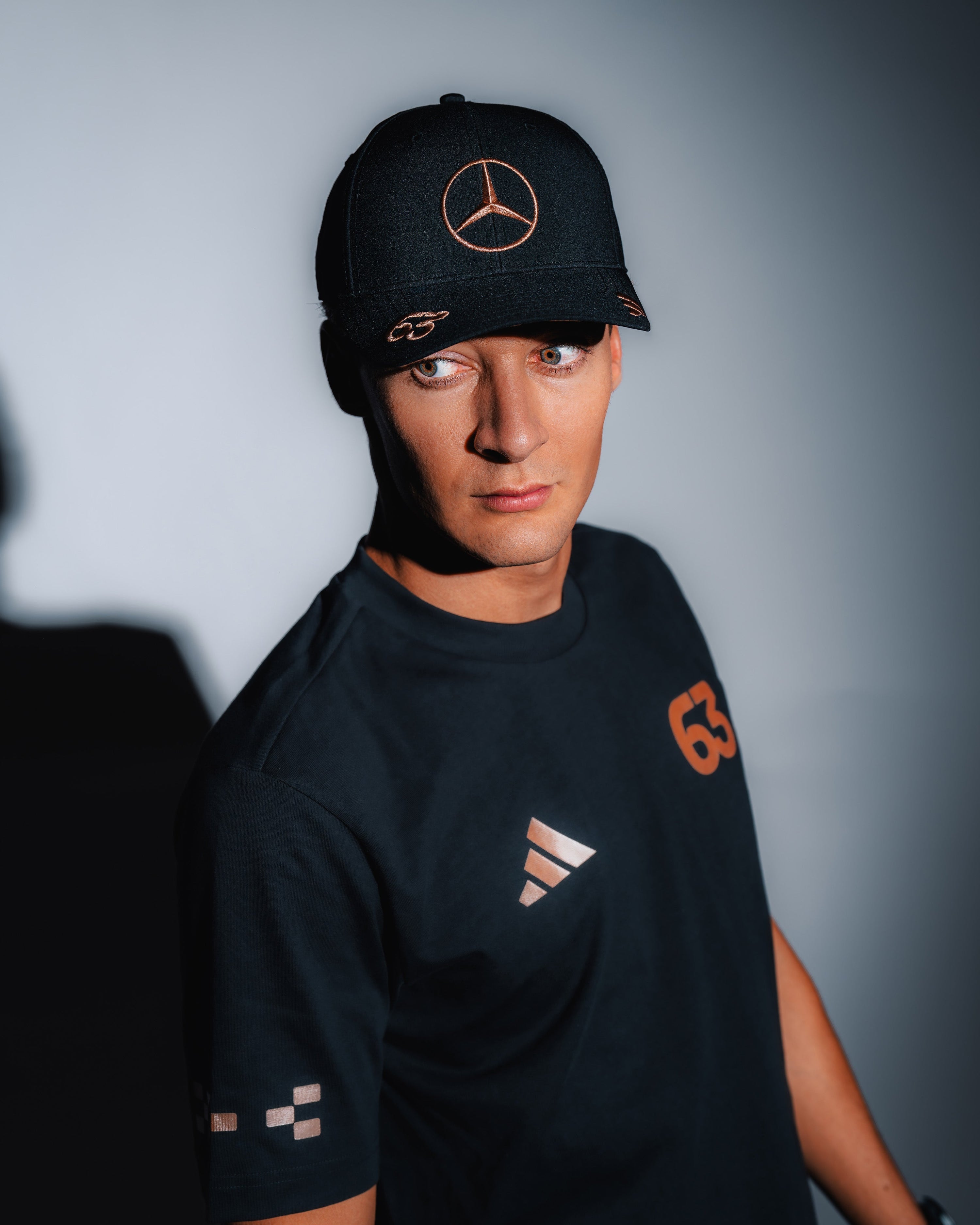 2025 George Russell Special Edition Las Vegas Cap Black — alternate product angle showing Mercedes-AMG PETRONAS F1 styling and product details | Dash Racegear