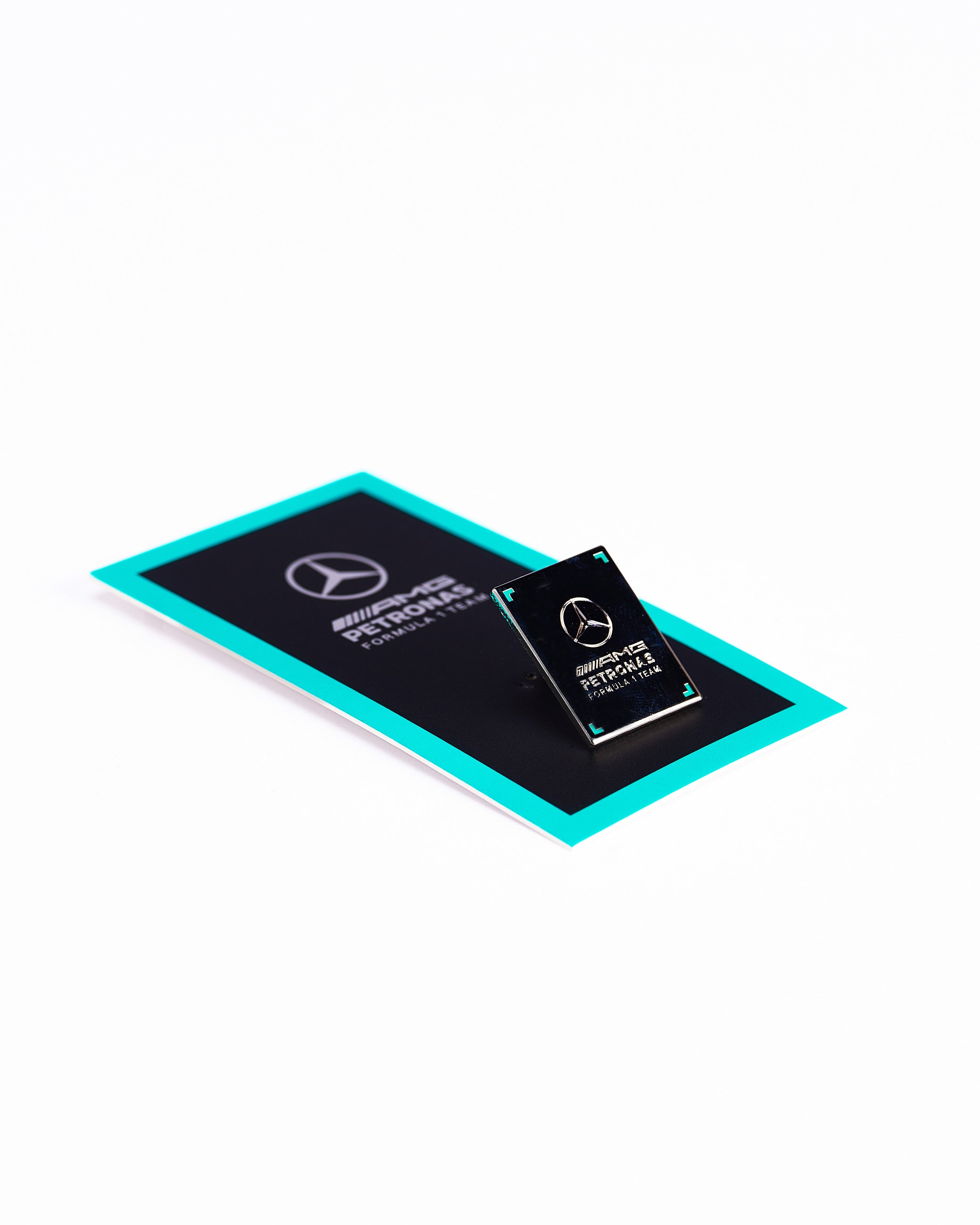 Pin Badge — alternate product angle showing Mercedes-AMG PETRONAS F1 styling and product details | Dash Racegear