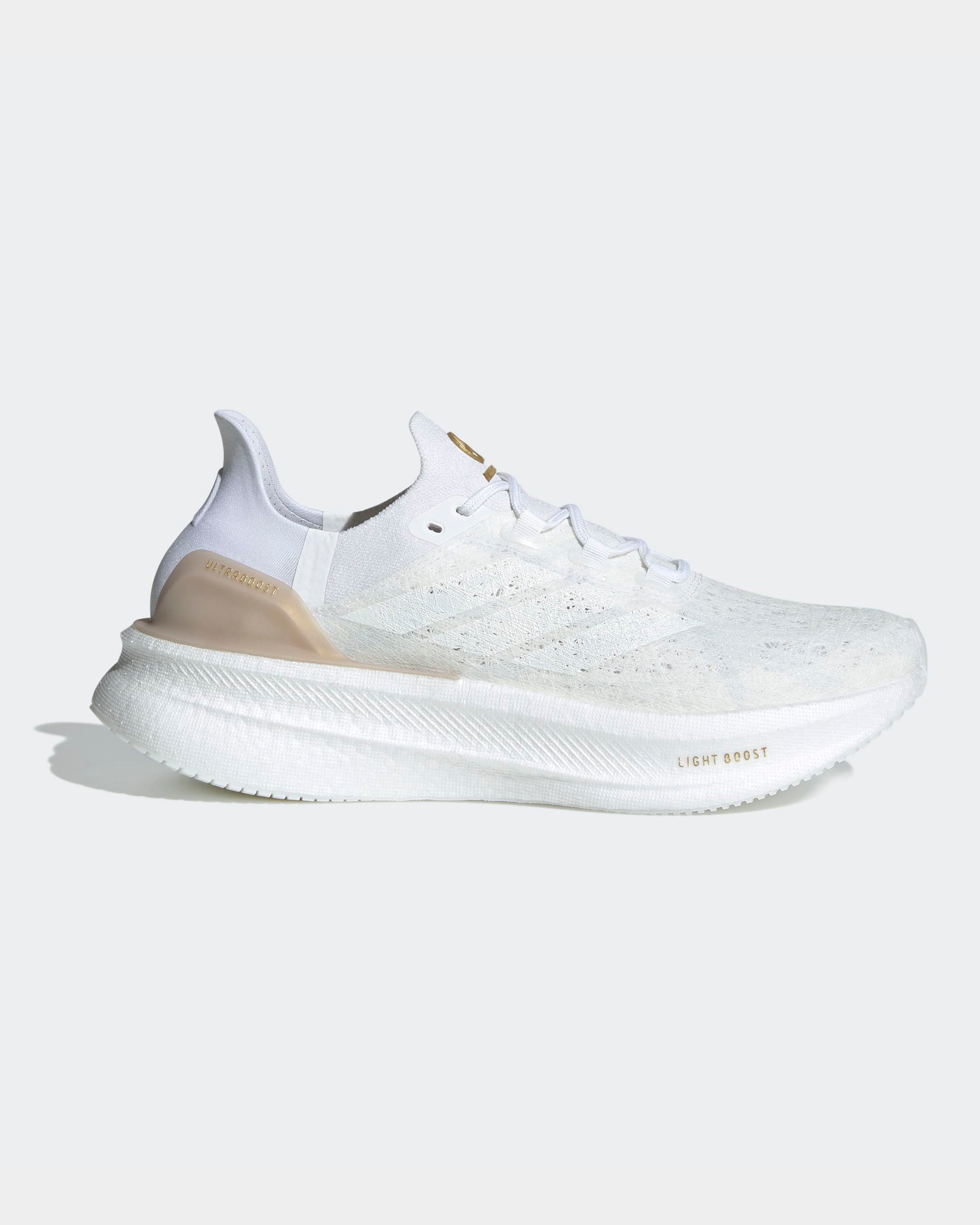 Womens Ultraboost 5 Strung Shoes White — primary product view showing Mercedes-AMG PETRONAS F1 styling and product details | Dash Racegear