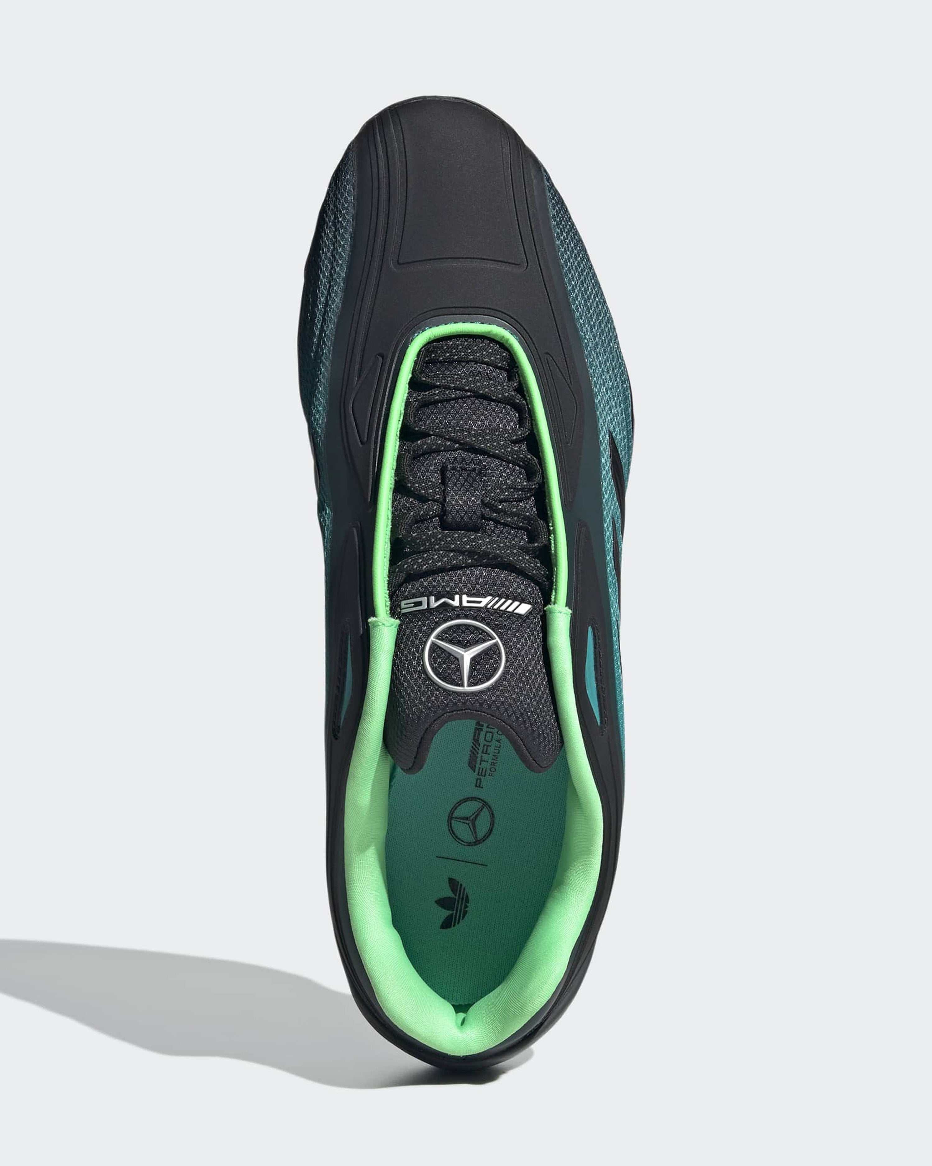 Adi racer Gt Mercedes Shoes Black — alternate product angle showing Mercedes-AMG PETRONAS F1 styling and product details | Dash Racegear
