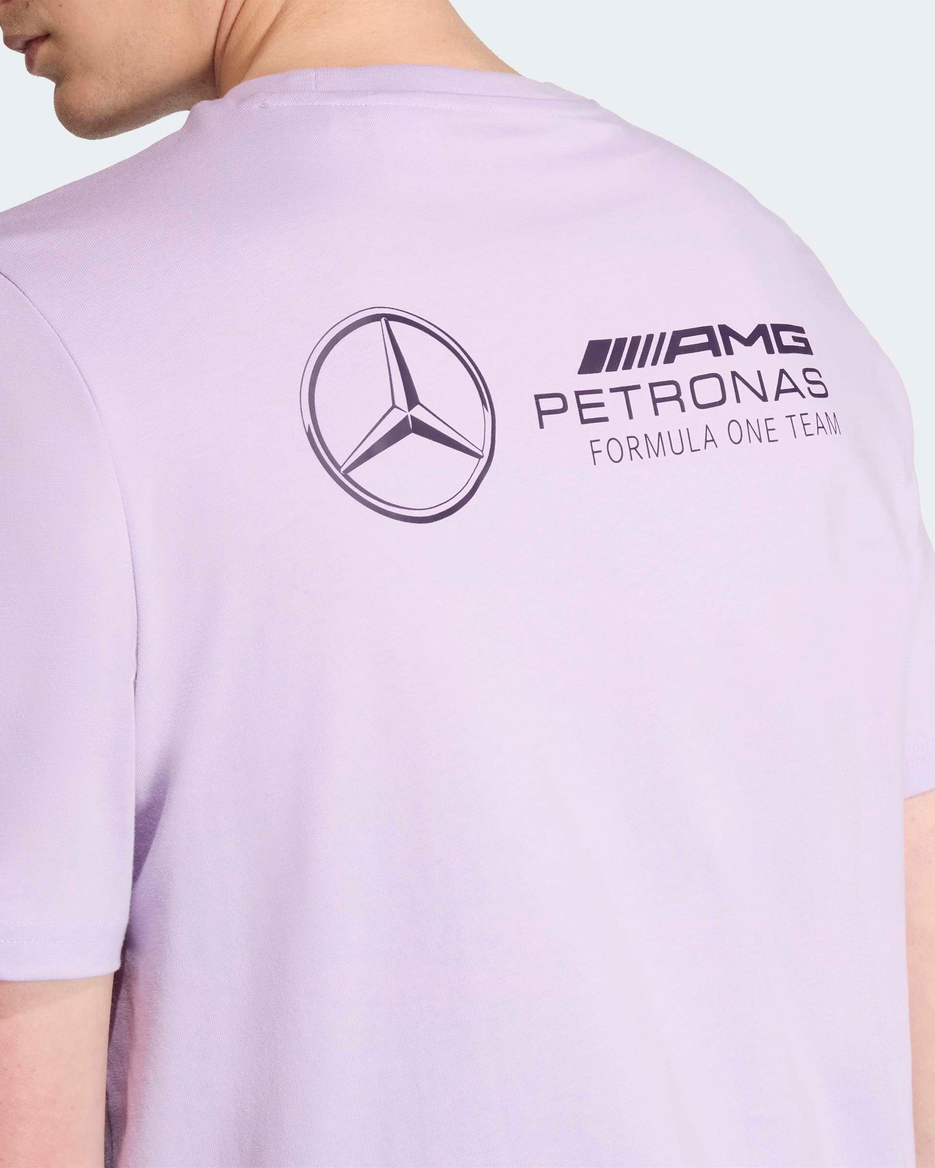 Mens Premium Woven Graphic T-shirt Purple — additional product detail showing Mercedes-AMG PETRONAS F1 styling and product details | Dash Racegear