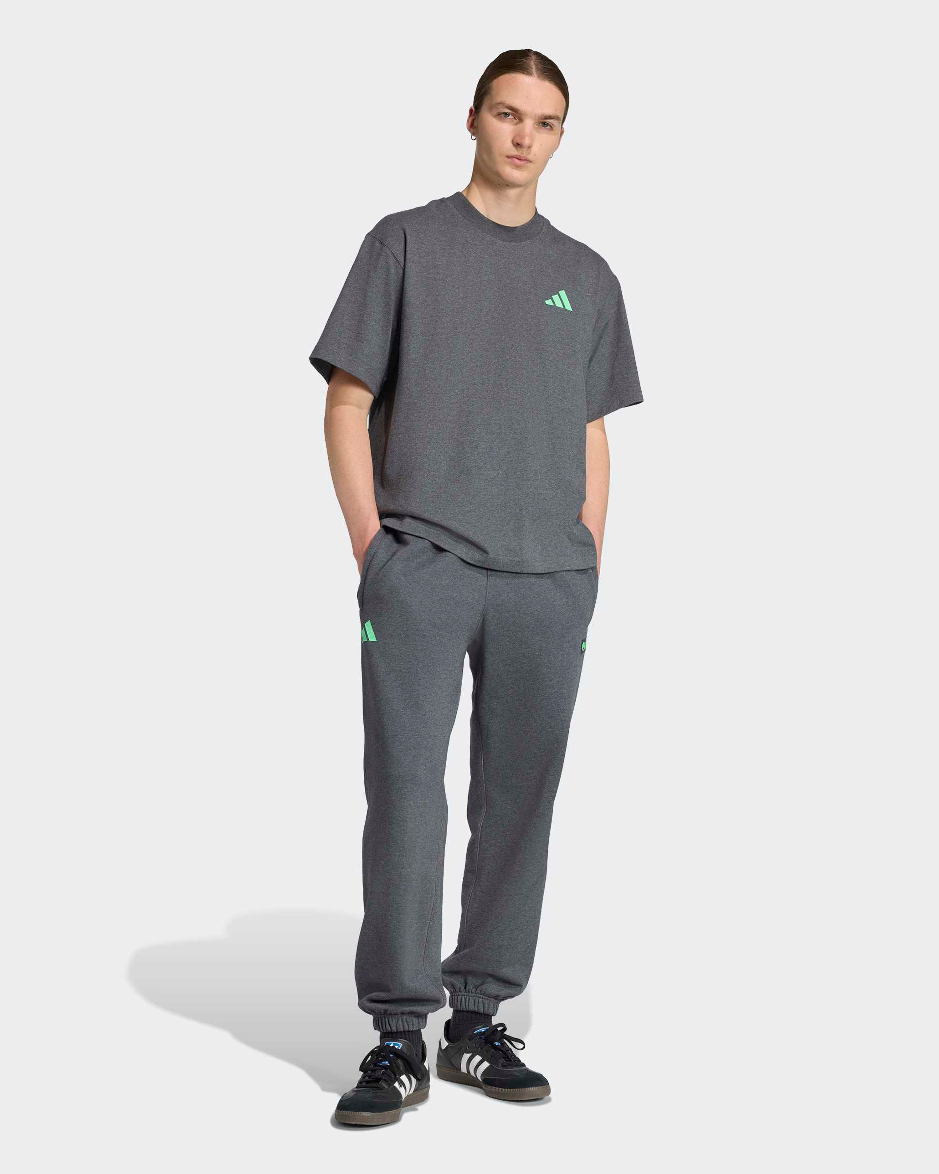 Mens Premium Sweat Joggers Grey — close-up design detail showing Mercedes-AMG PETRONAS F1 styling and product details | Dash Racegear