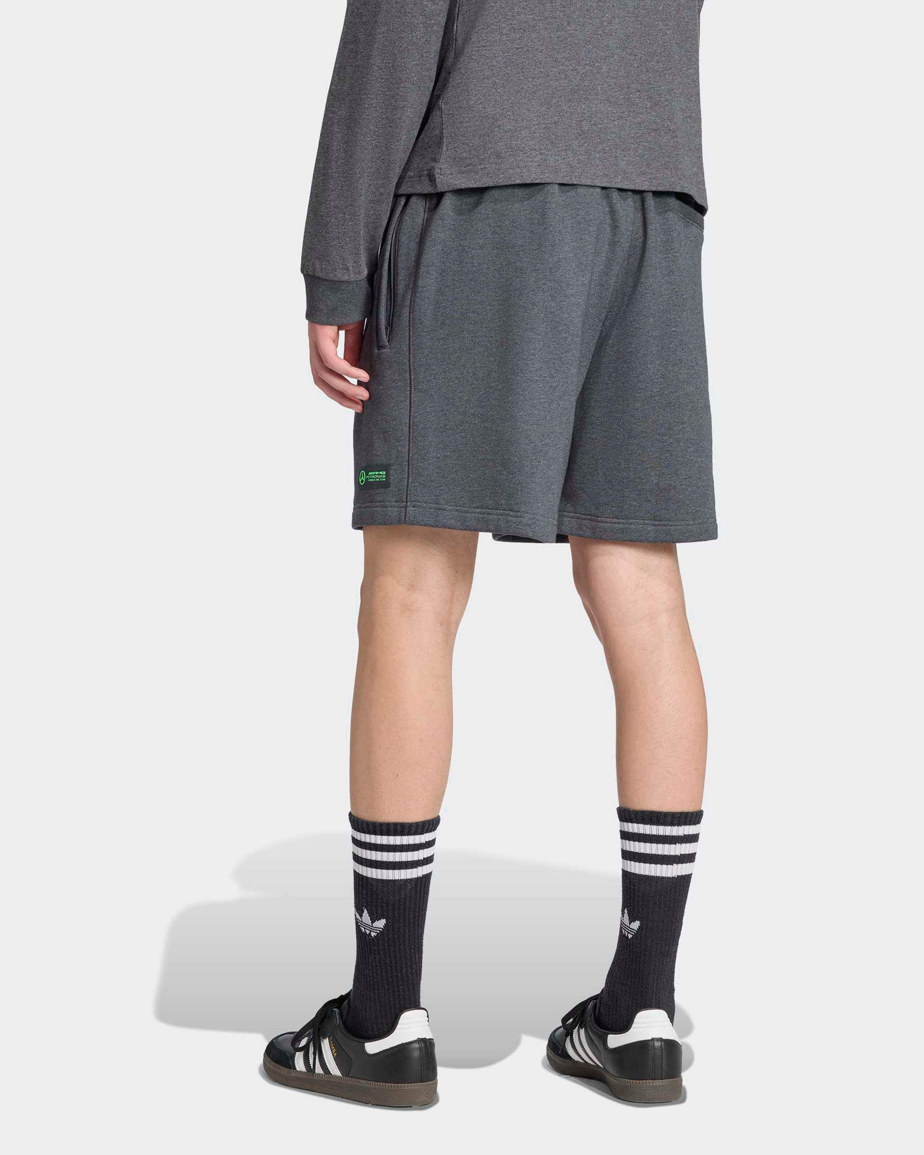 Mens Premium Sweat Shorts Grey — alternate product angle showing Mercedes-AMG PETRONAS F1 styling and product details | Dash Racegear