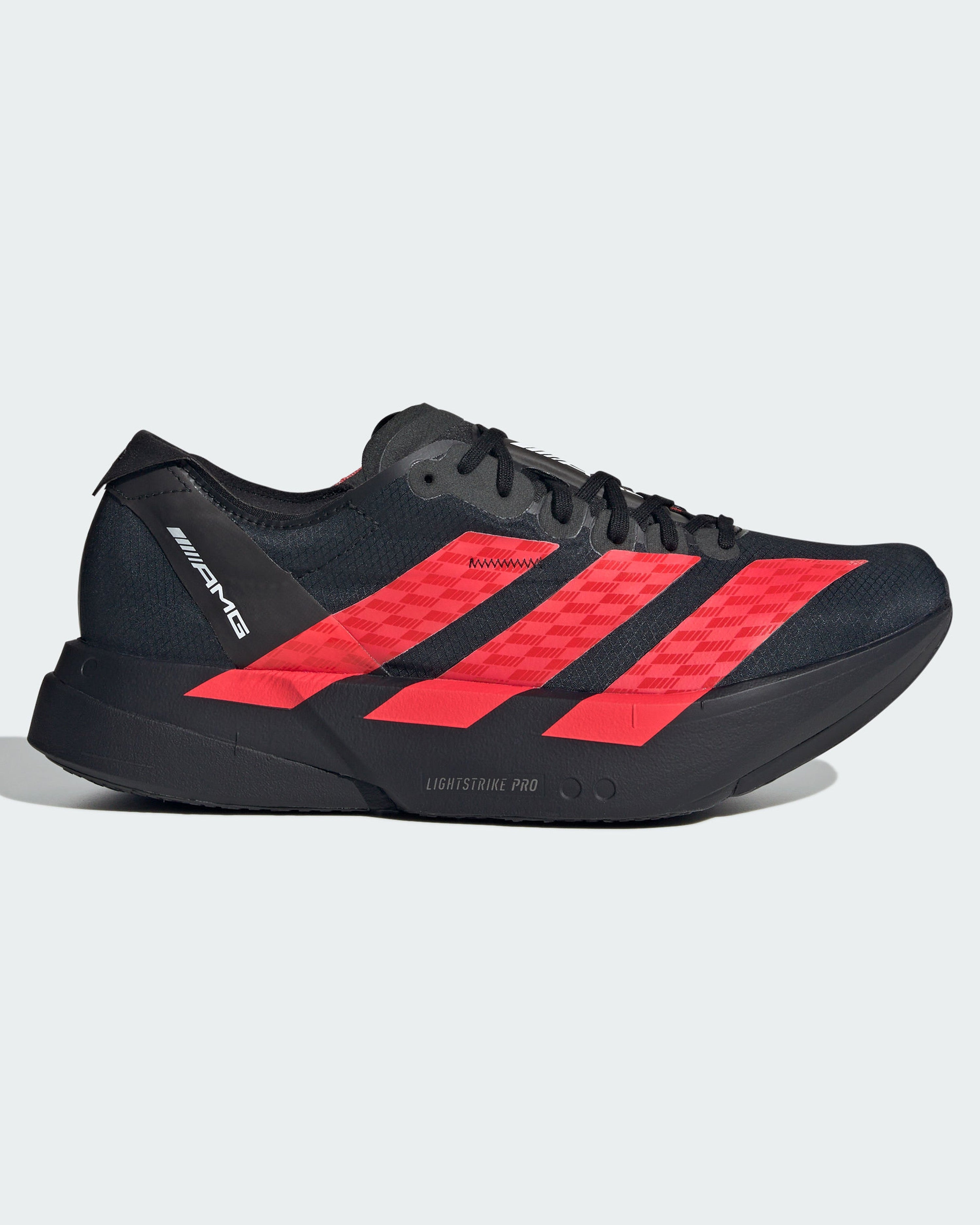 Adizero AMG Adios Pro 4 Shoes Black — primary product view showing Mercedes-AMG PETRONAS F1 styling and product details | Dash Racegear