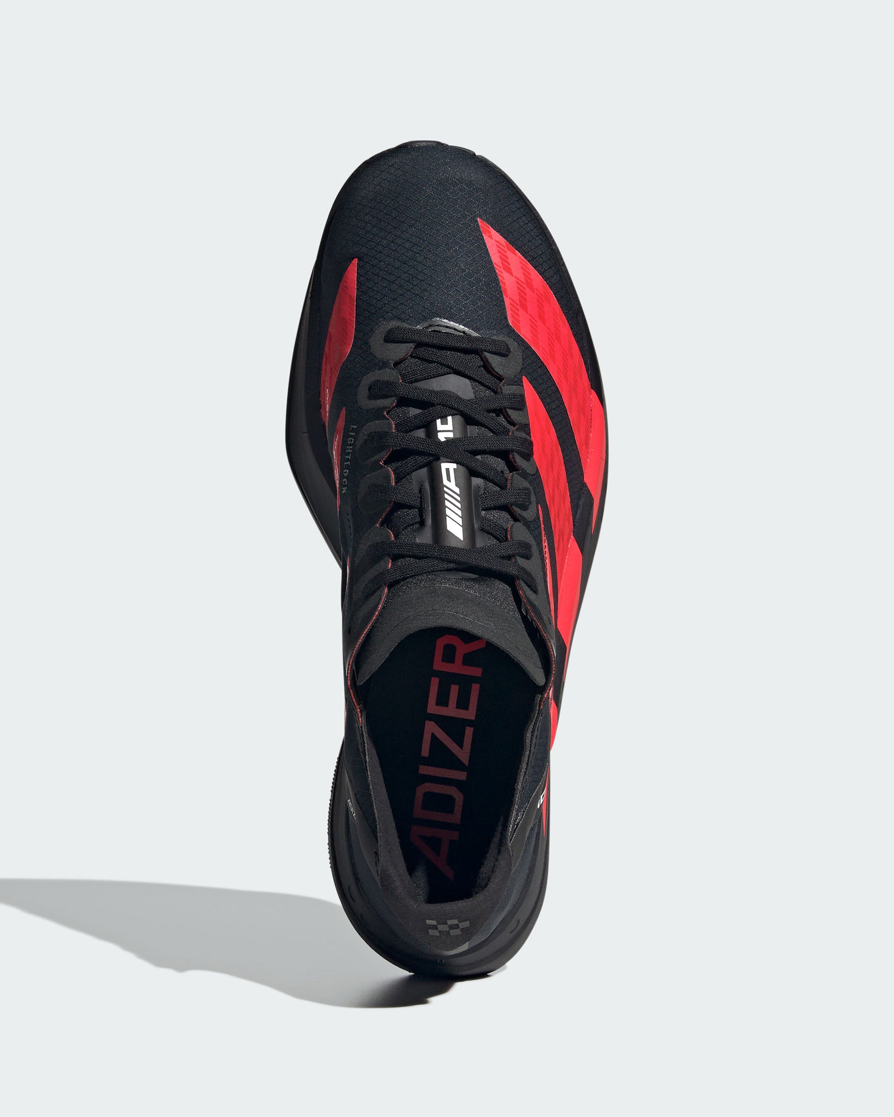 Adizero AMG Adios Pro 4 Shoes Black — alternate product angle showing Mercedes-AMG PETRONAS F1 styling and product details | Dash Racegear