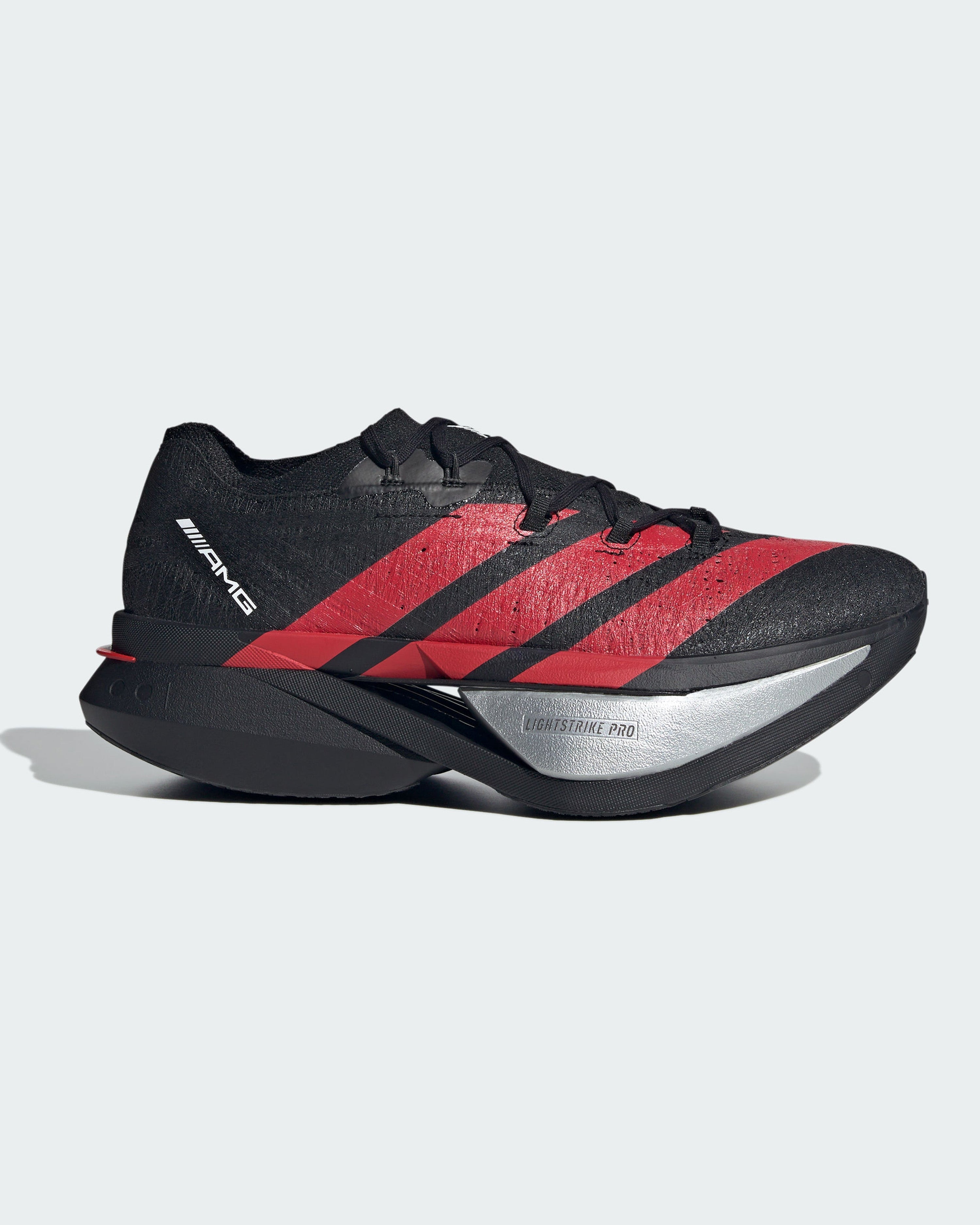 Adizero AMG Prime x3 Strung Shoes Black — primary product view showing Mercedes-AMG PETRONAS F1 styling and product details | Dash Racegear