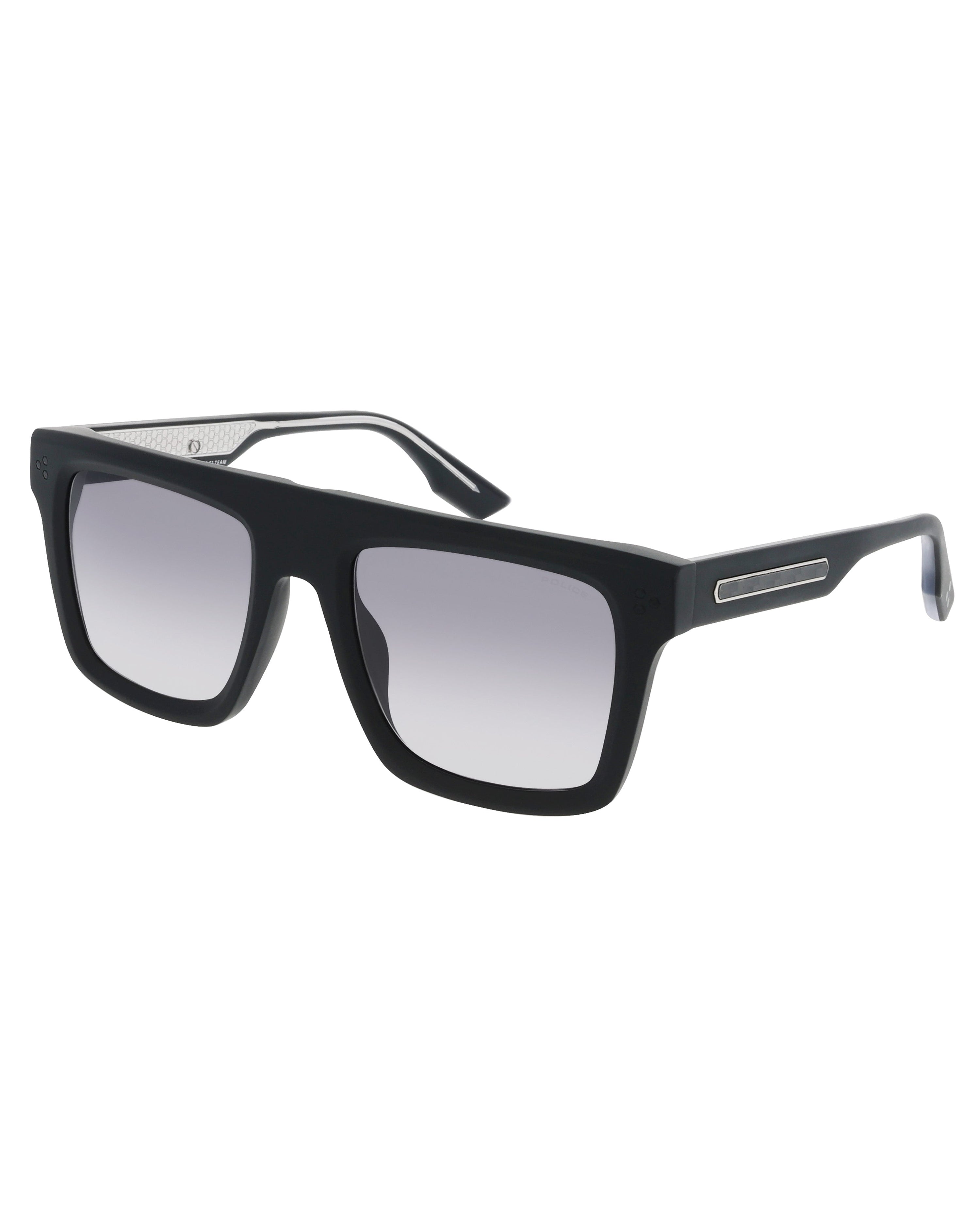 Police x Mercedes Sunglasses Police SPLR47M Matte Black — alternate product angle showing Mercedes-AMG PETRONAS F1 styling and product details | Dash Racegear
