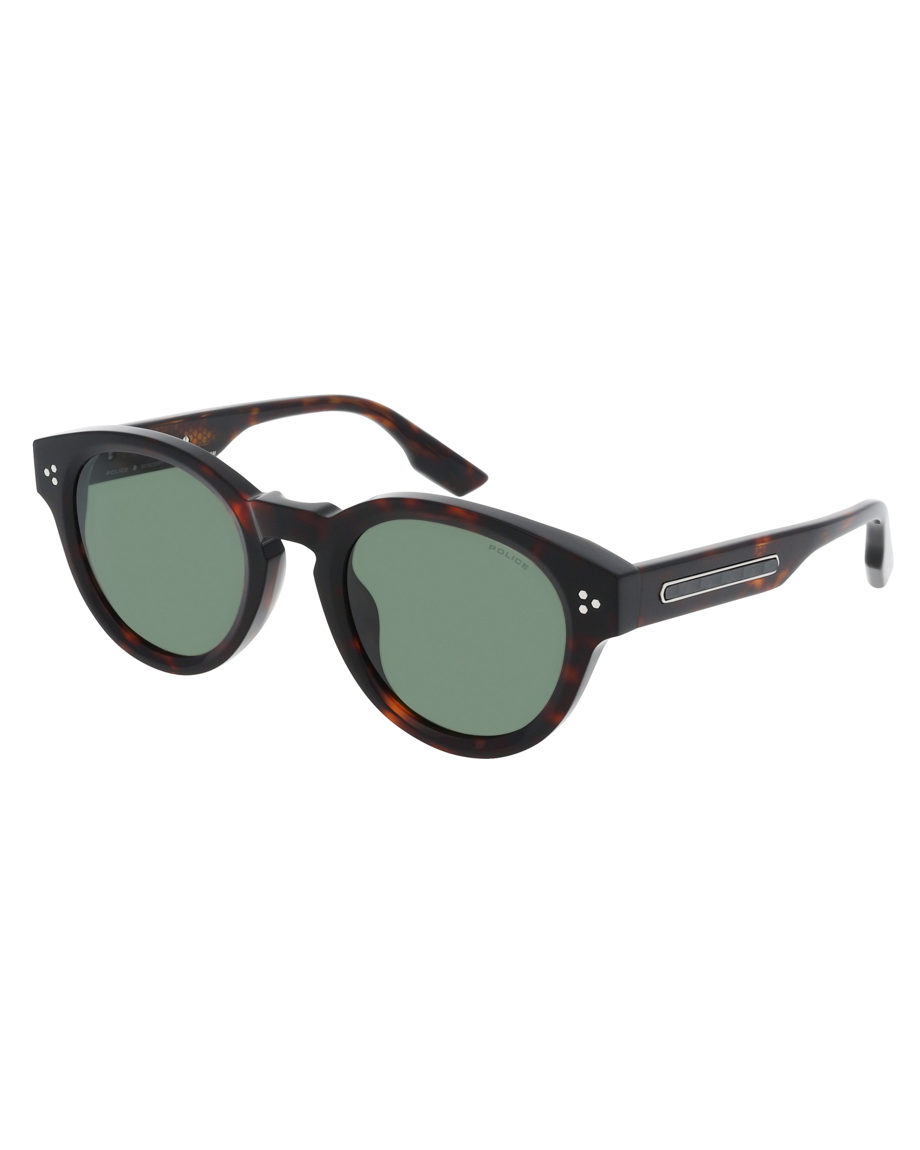 Police x Mercedes Sunglasses Police SPLR48M Havana — alternate product angle showing Mercedes-AMG PETRONAS F1 styling and product details | Dash Racegear