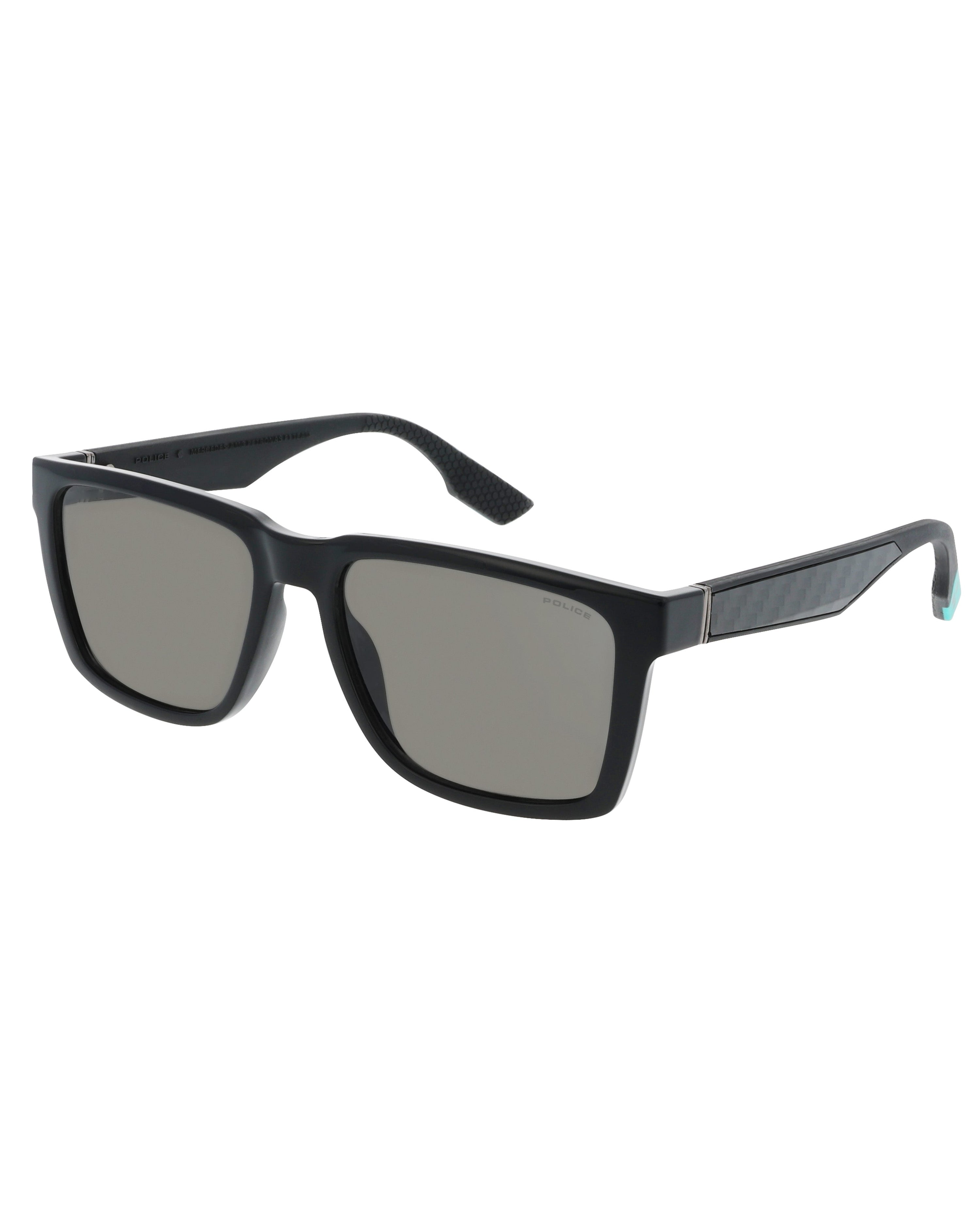 Police x Mercedes Sunglasses Police SPLR49M Black — alternate product angle showing Mercedes-AMG PETRONAS F1 styling and product details | Dash Racegear