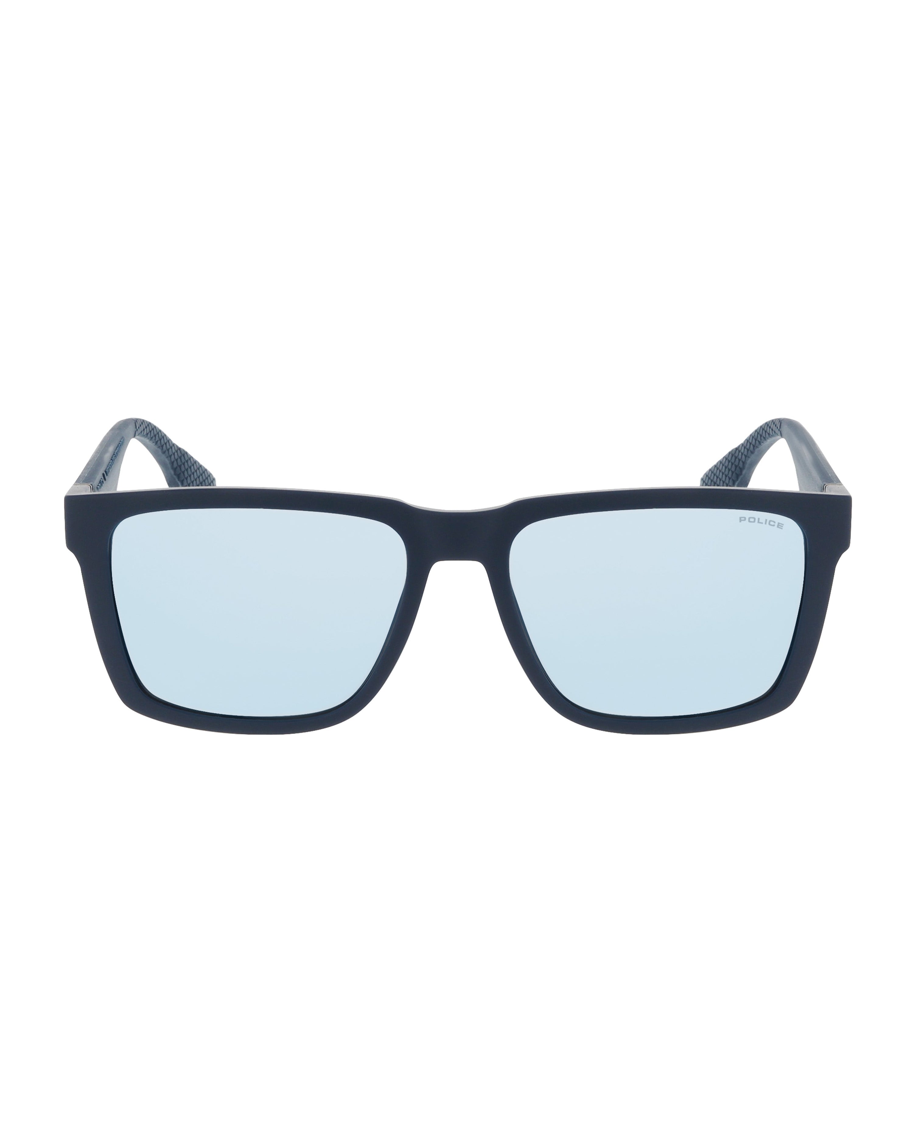 Police x Mercedes Sunglasses Police SPLR49M Blue — primary product view showing Mercedes-AMG PETRONAS F1 styling and product details | Dash Racegear