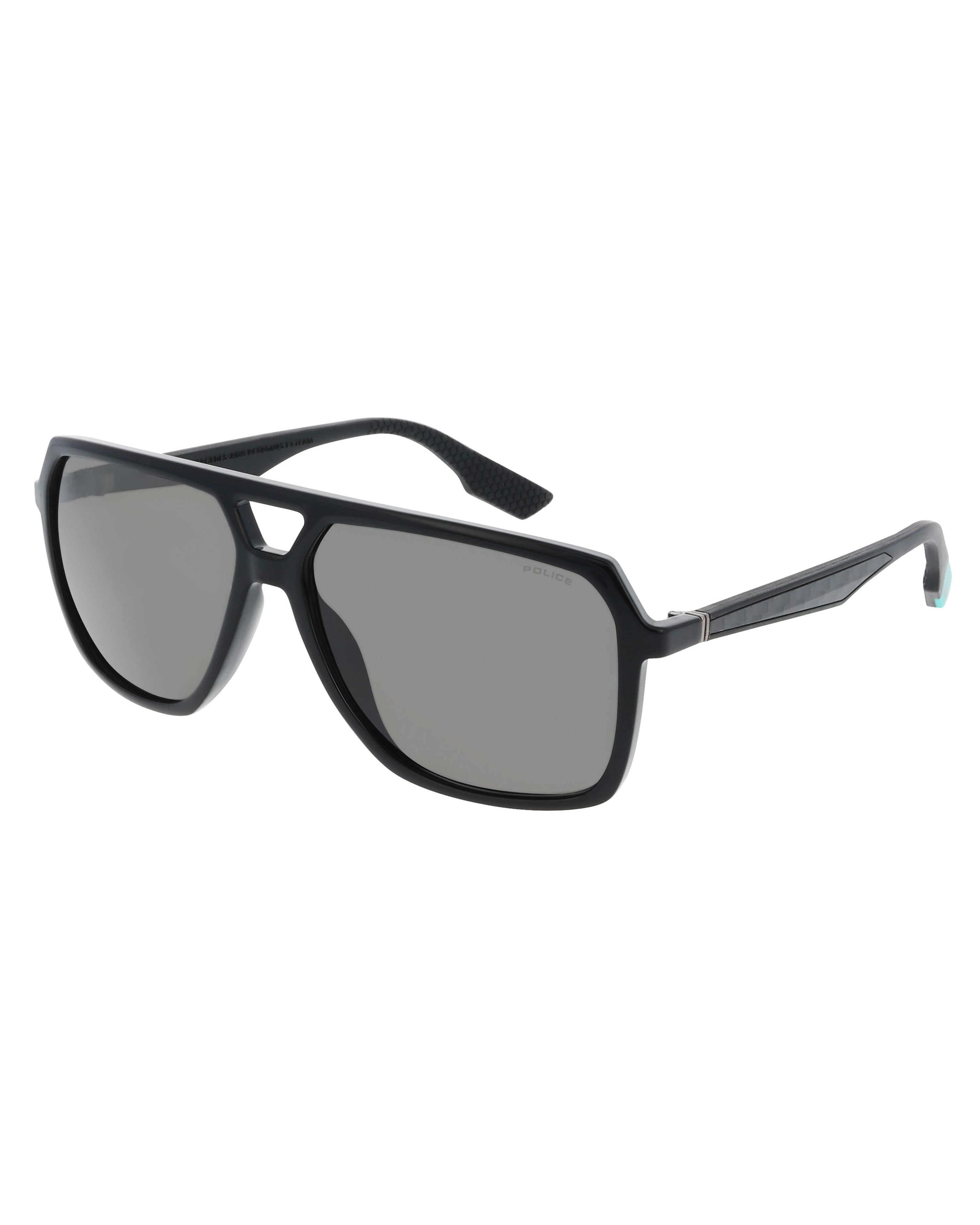 Police x Mercedes Sunglasses Police SPLR50M Black — alternate product angle showing Mercedes-AMG PETRONAS F1 styling and product details | Dash Racegear