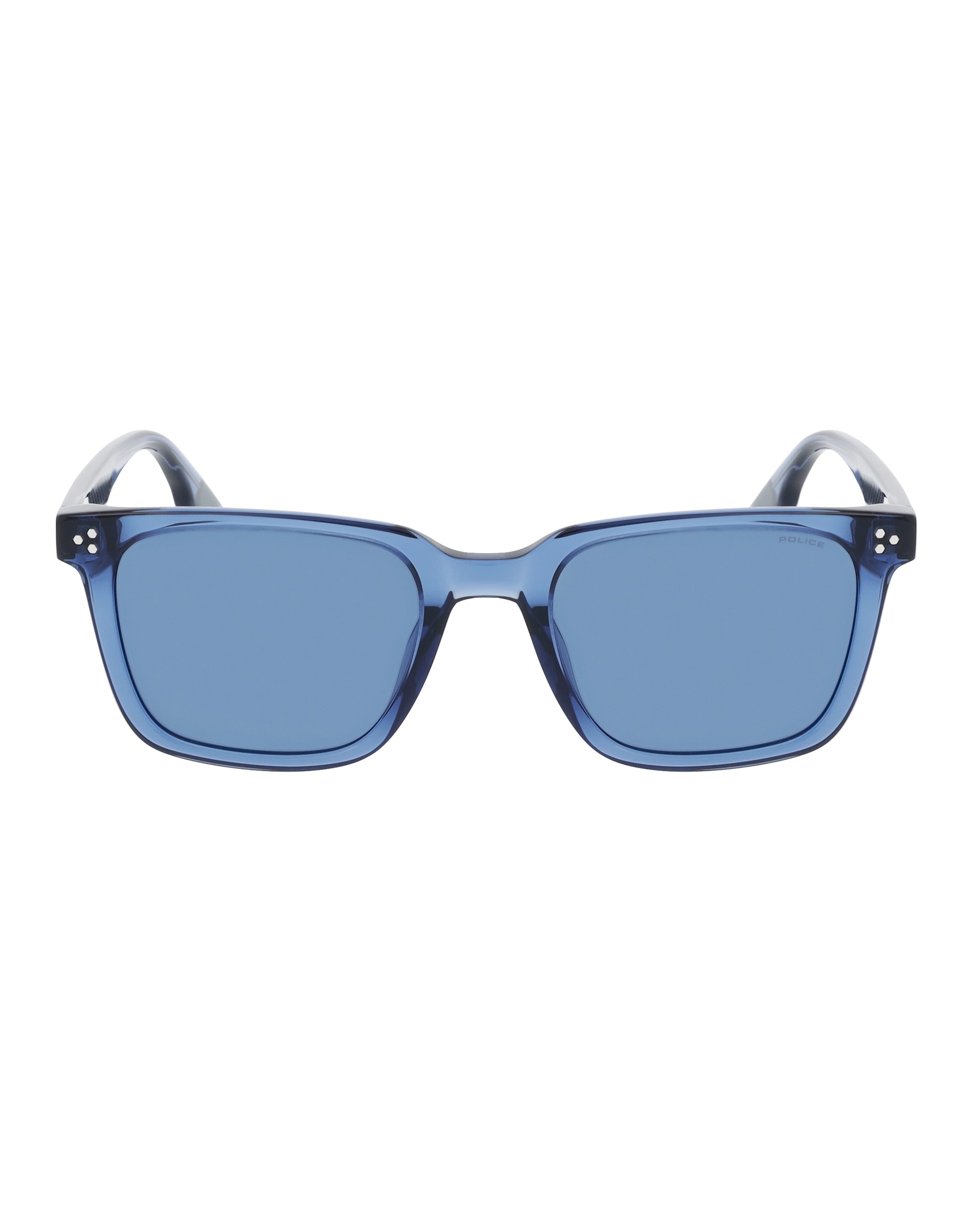 Police x Mercedes Sunglasses Police SPLR51 Blue — primary product view showing Mercedes-AMG PETRONAS F1 styling and product details | Dash Racegear