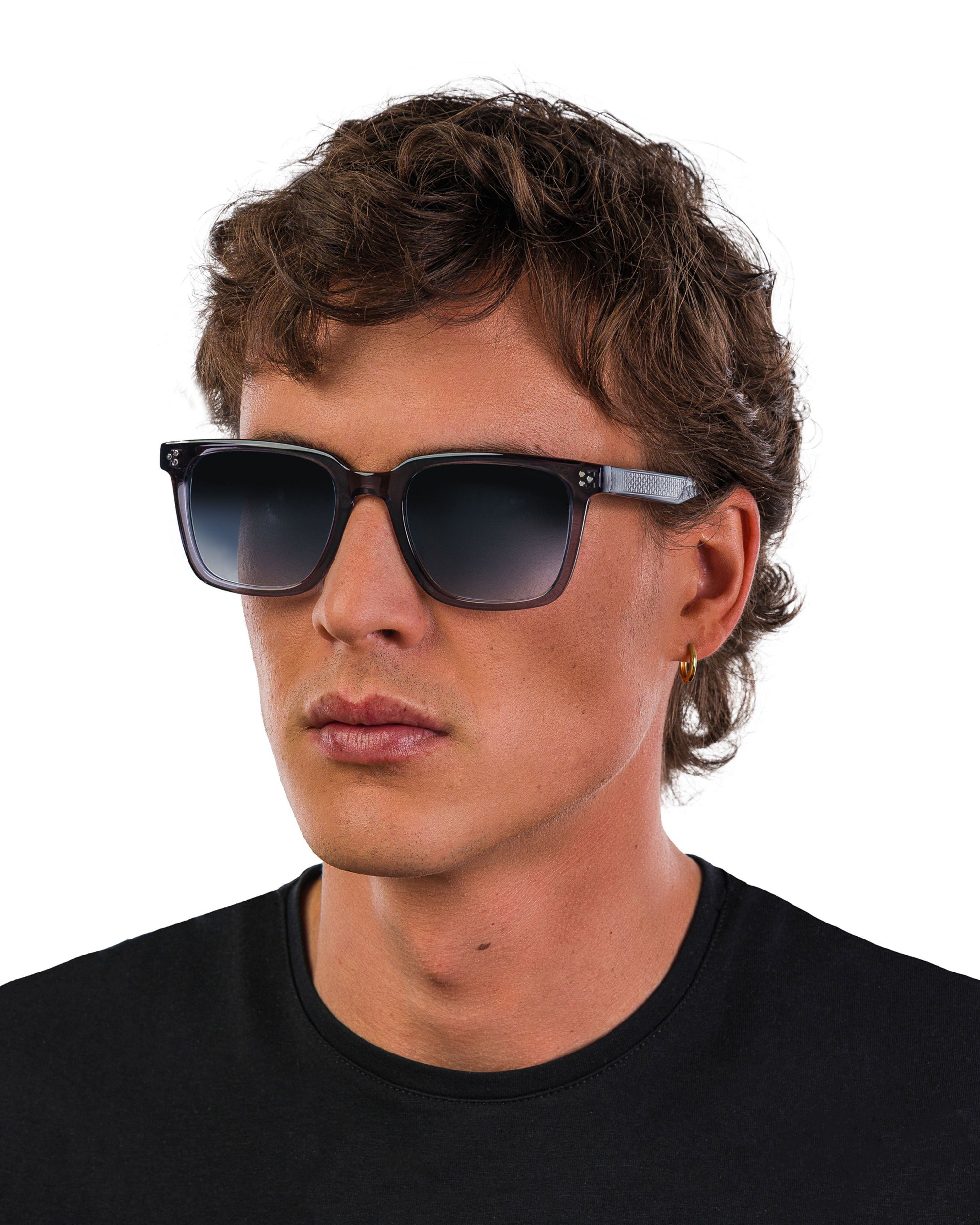 Police x Mercedes Sunglasses Police SPLR51 Grey — close-up design detail showing Mercedes-AMG PETRONAS F1 styling and product details | Dash Racegear