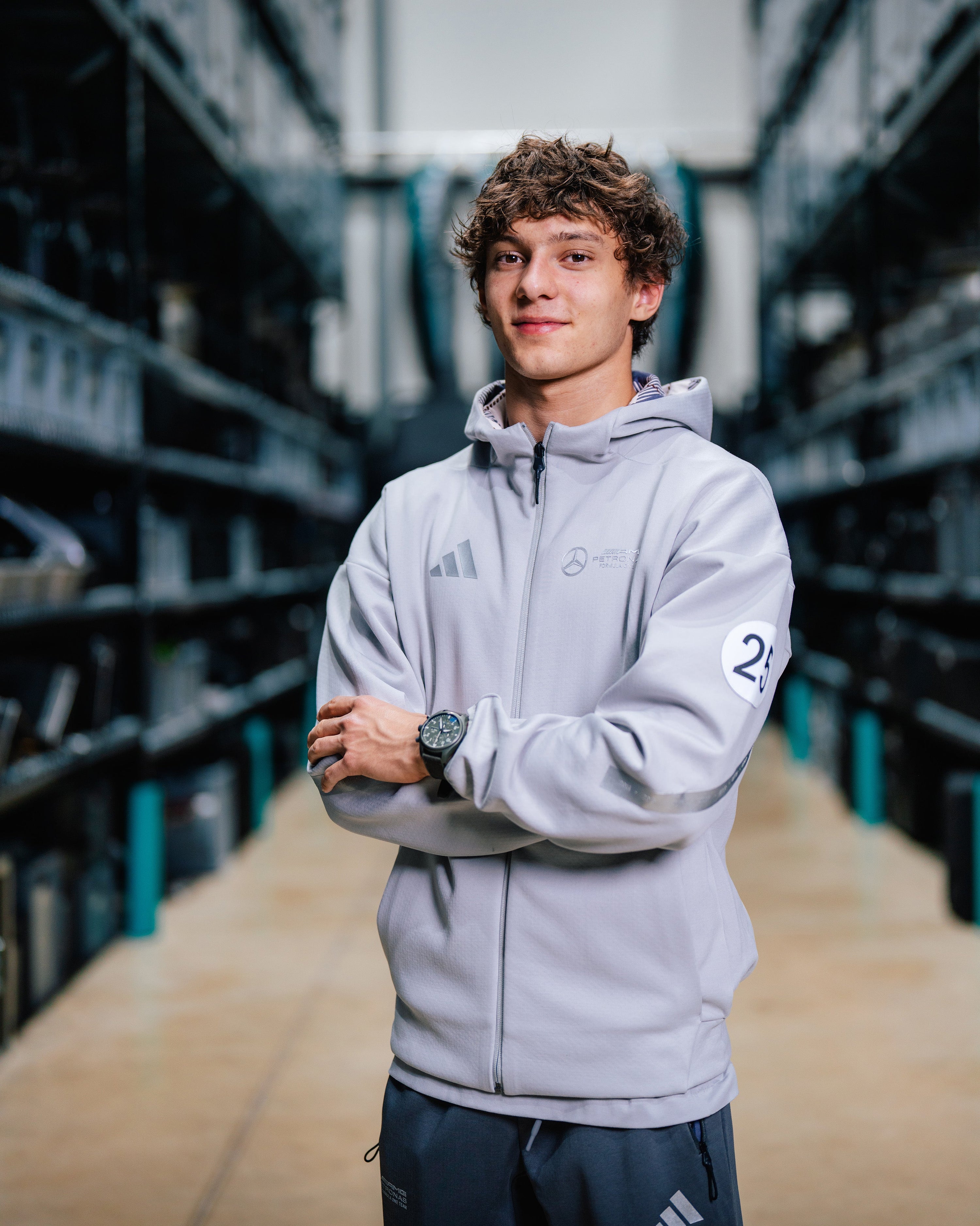 Mens Silver Arrows Full-Zip Hoody Grey — primary product view showing Mercedes-AMG PETRONAS F1 styling and product details | Dash Racegear