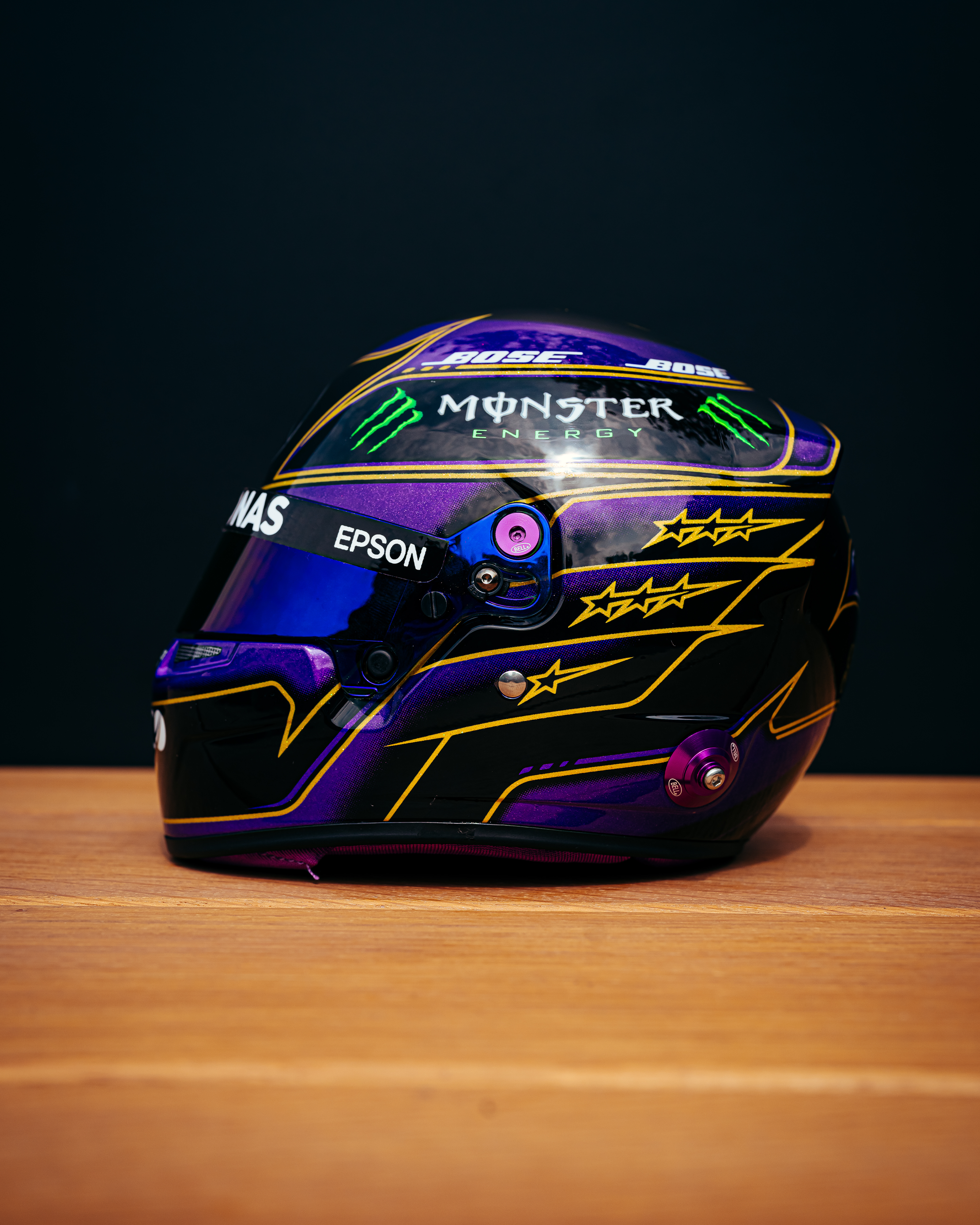 Lewis Hamilton Abu Dhabi 2020 Mini Bell Helmet Replica 1:2 — additional product detail showing Mercedes-AMG PETRONAS F1 styling and product details | Dash Racegear