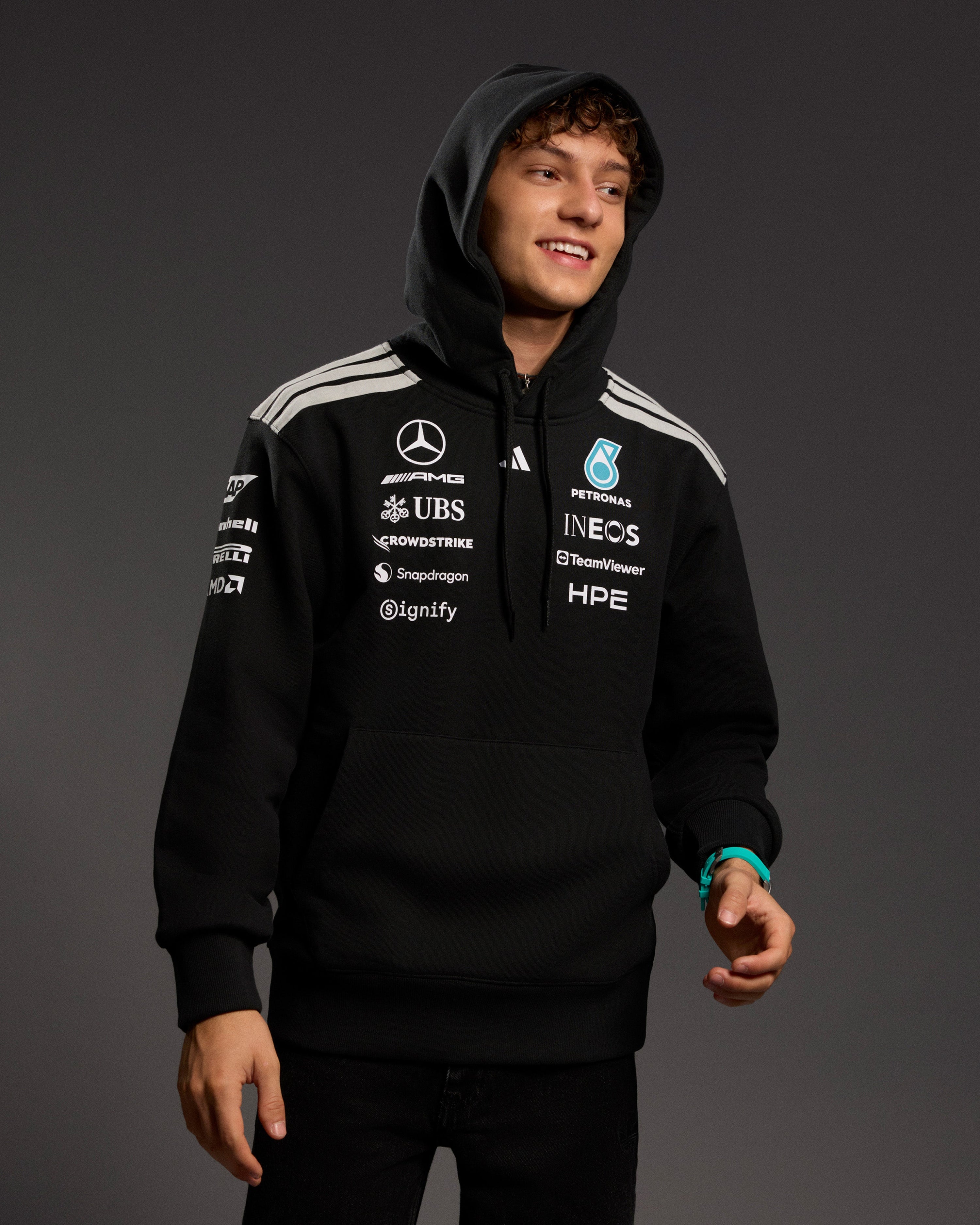Mens 2026 Team Hoody Black — primary product view showing Mercedes-AMG PETRONAS F1 styling and product details | Dash Racegear