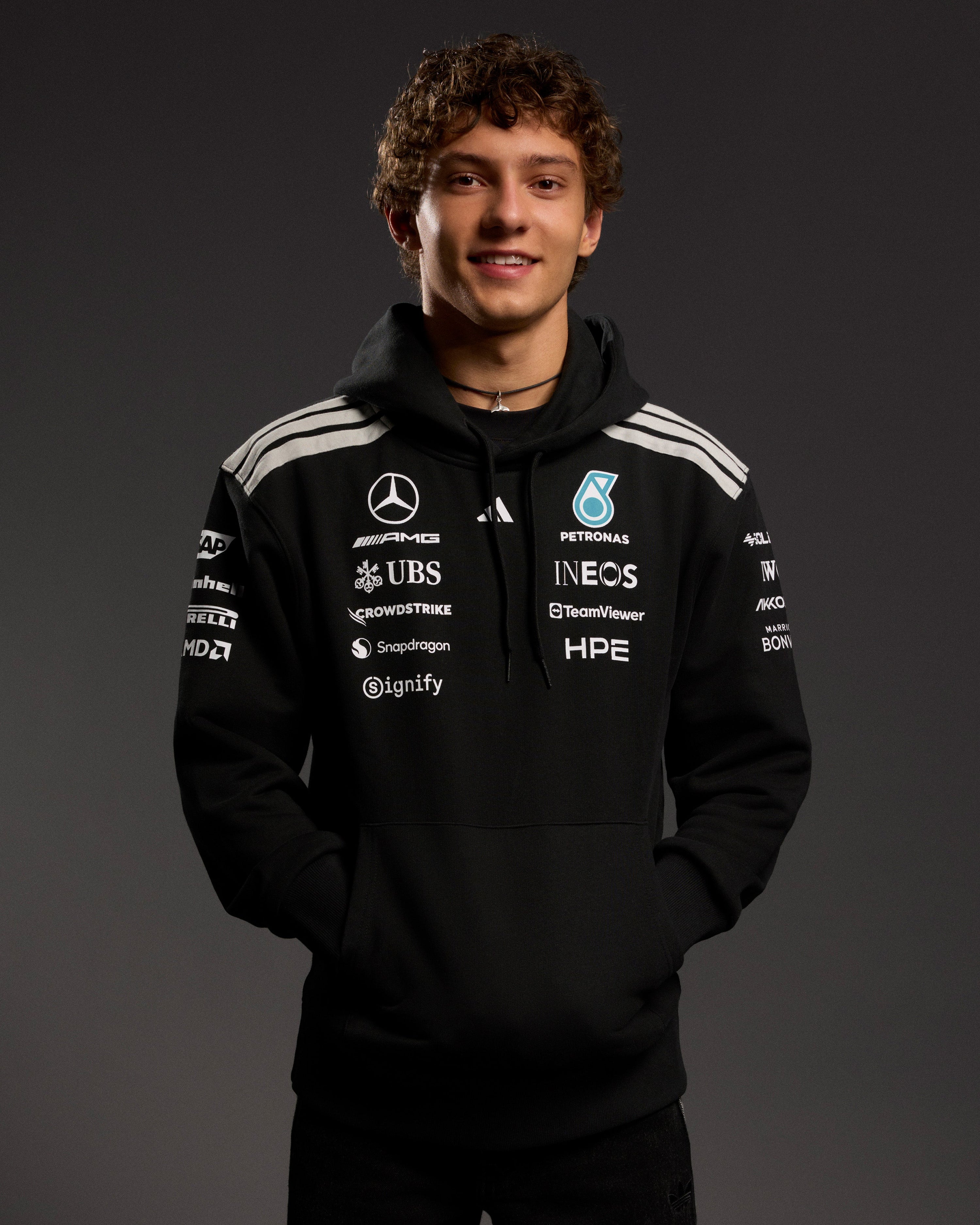 Mens 2026 Team Hoody Black — alternate product angle showing Mercedes-AMG PETRONAS F1 styling and product details | Dash Racegear