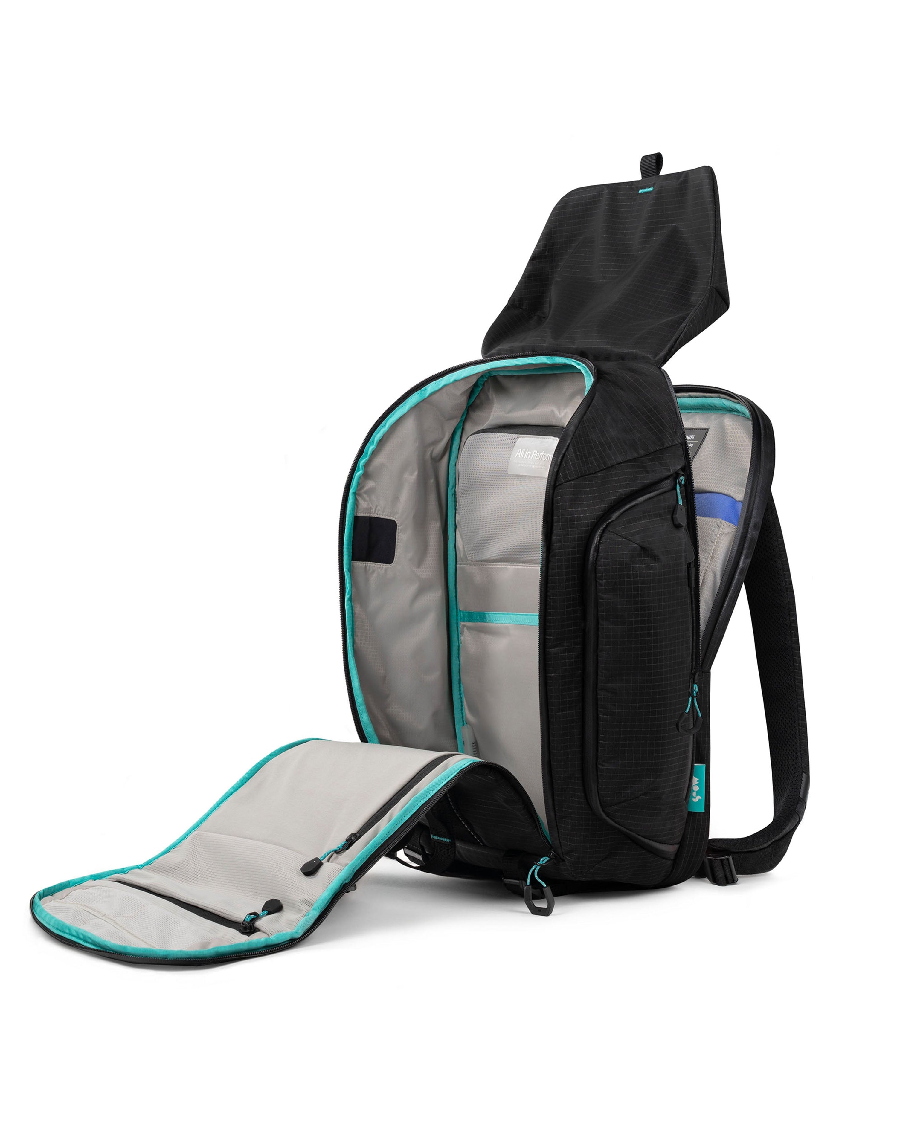 Mous x Mercedes-AMG F1 Team Backpack with UltraTex® — close-up design detail showing Mercedes-AMG PETRONAS F1 styling and product details | Dash Racegear