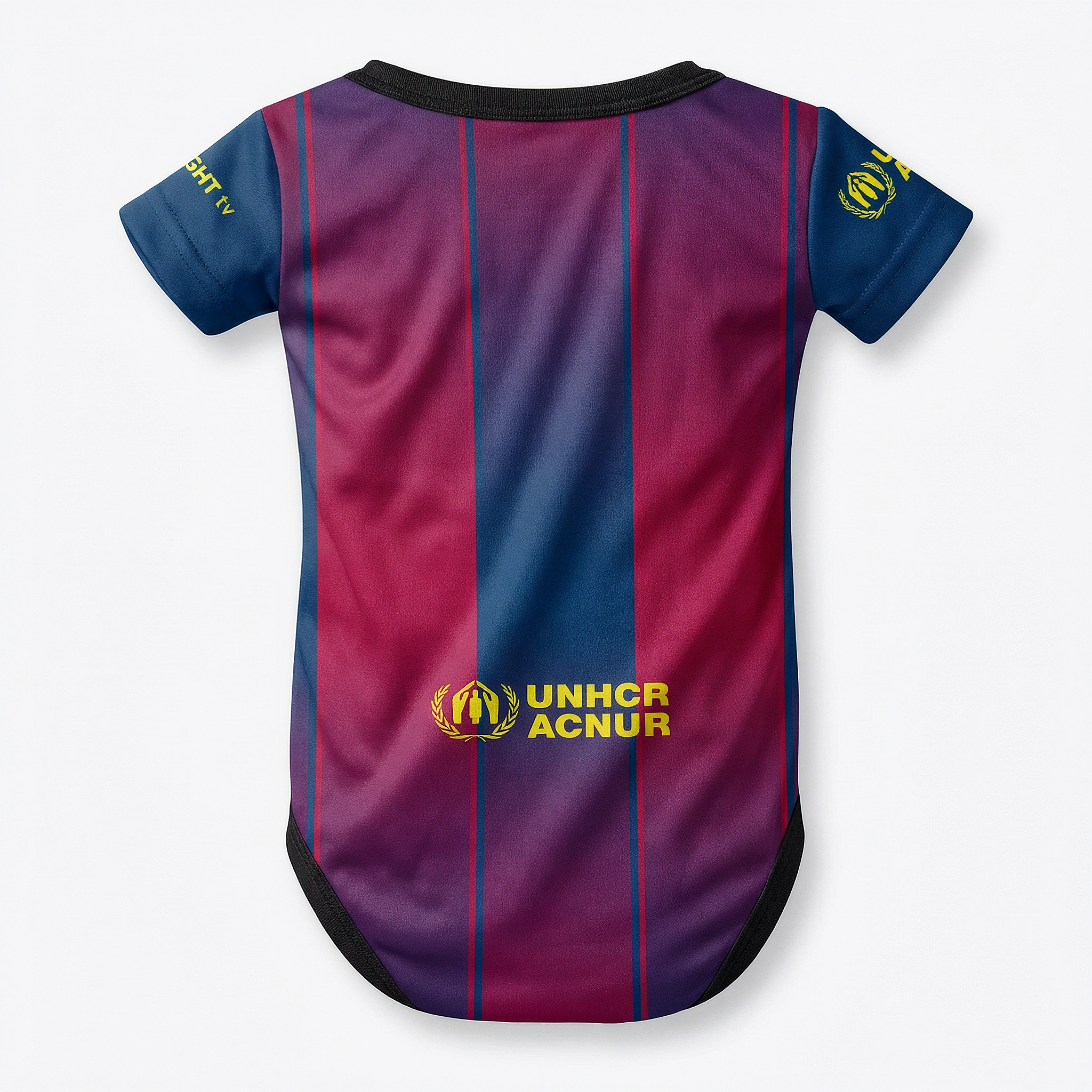 25/26 Barcelona Baby Bodysuit - Barcelona 25/26 baby bodysuit back view showing UNHCR ACNUR sponsor logo | Dash Racegear