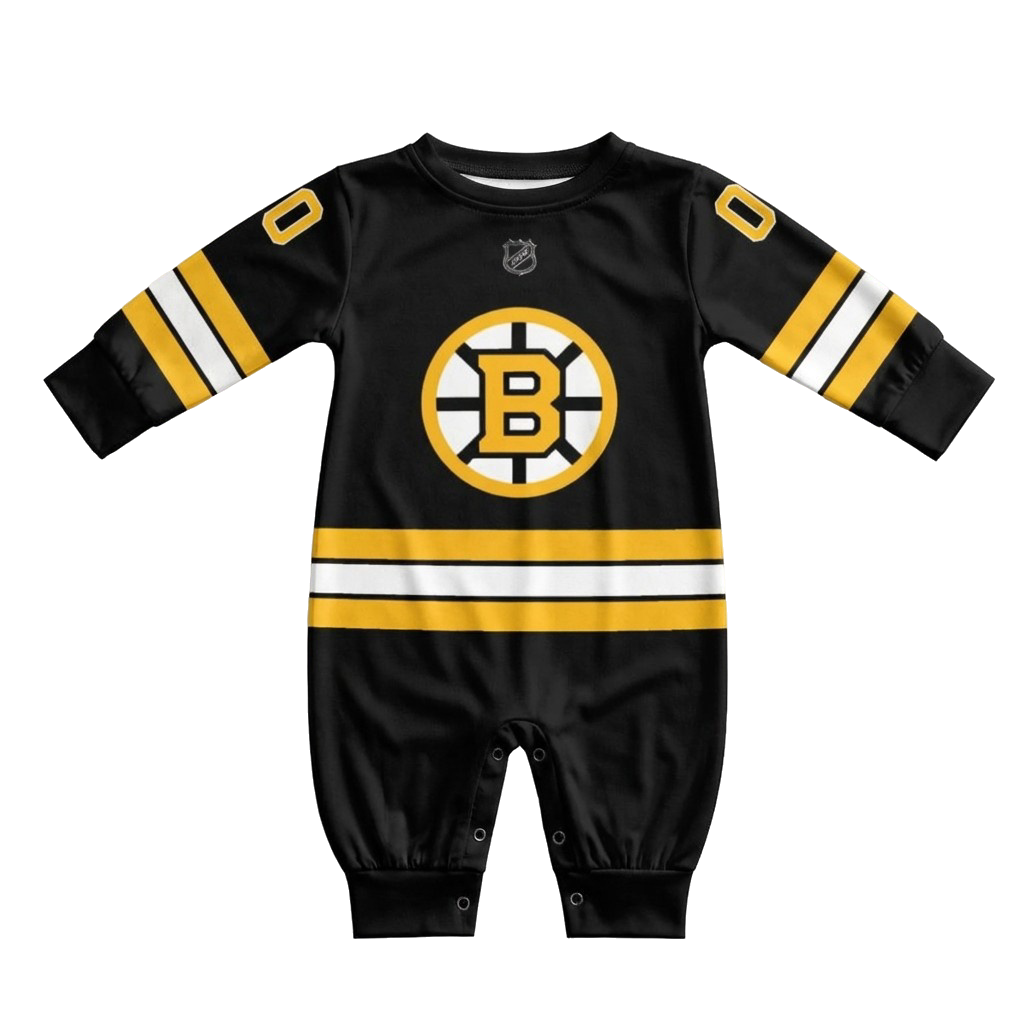 Boston Brunis - Hockey Baby Onesie Jumpsuit - boston bruin baby onesie jumpsuit front transparent background | Dash Racegear