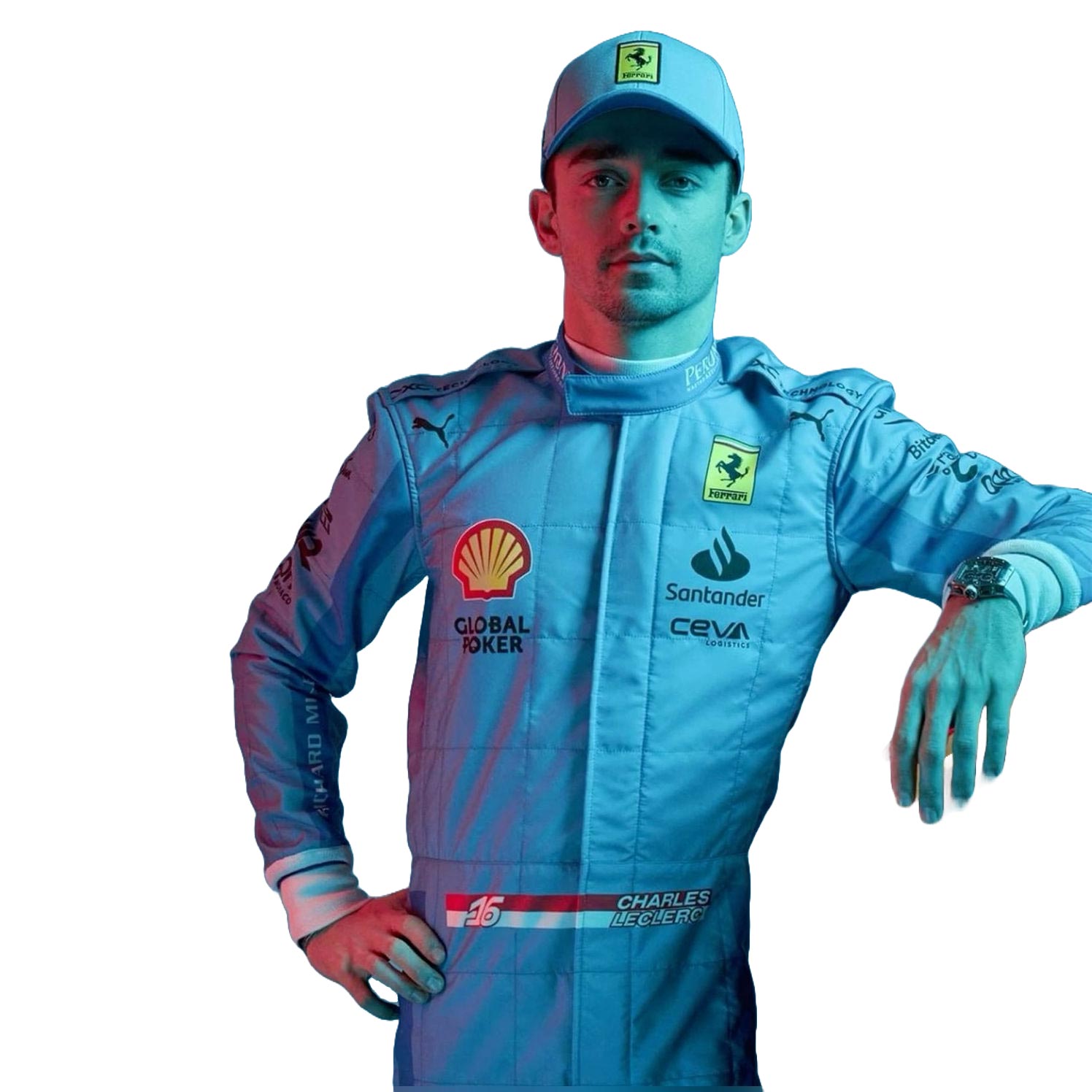 2024 Charles Leclerc Ferrari Miami GP F1 Replica Race Suit by Dash Racegear - product view 1