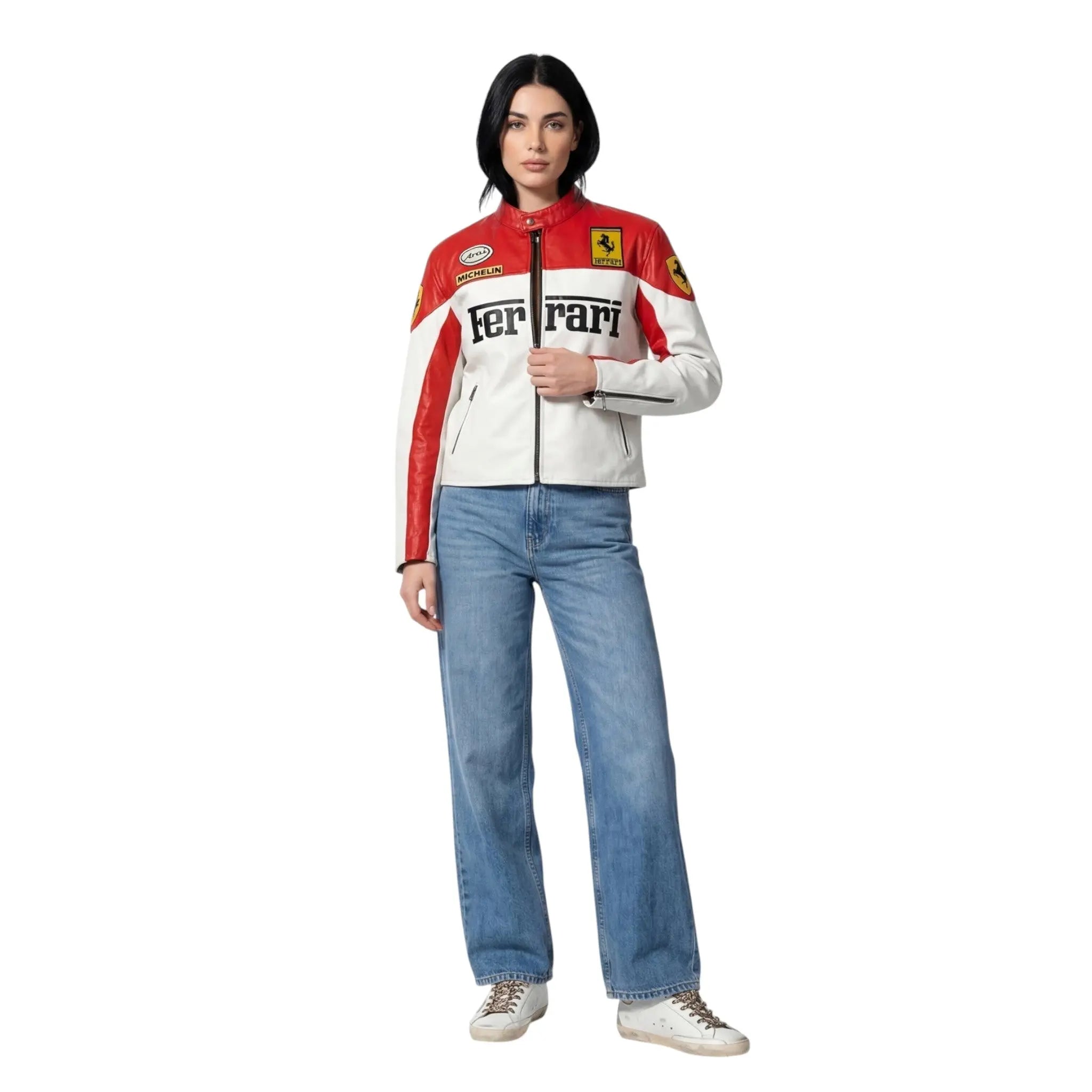Ferrari F1 Vintage Leather Jacket - White Edition image 3